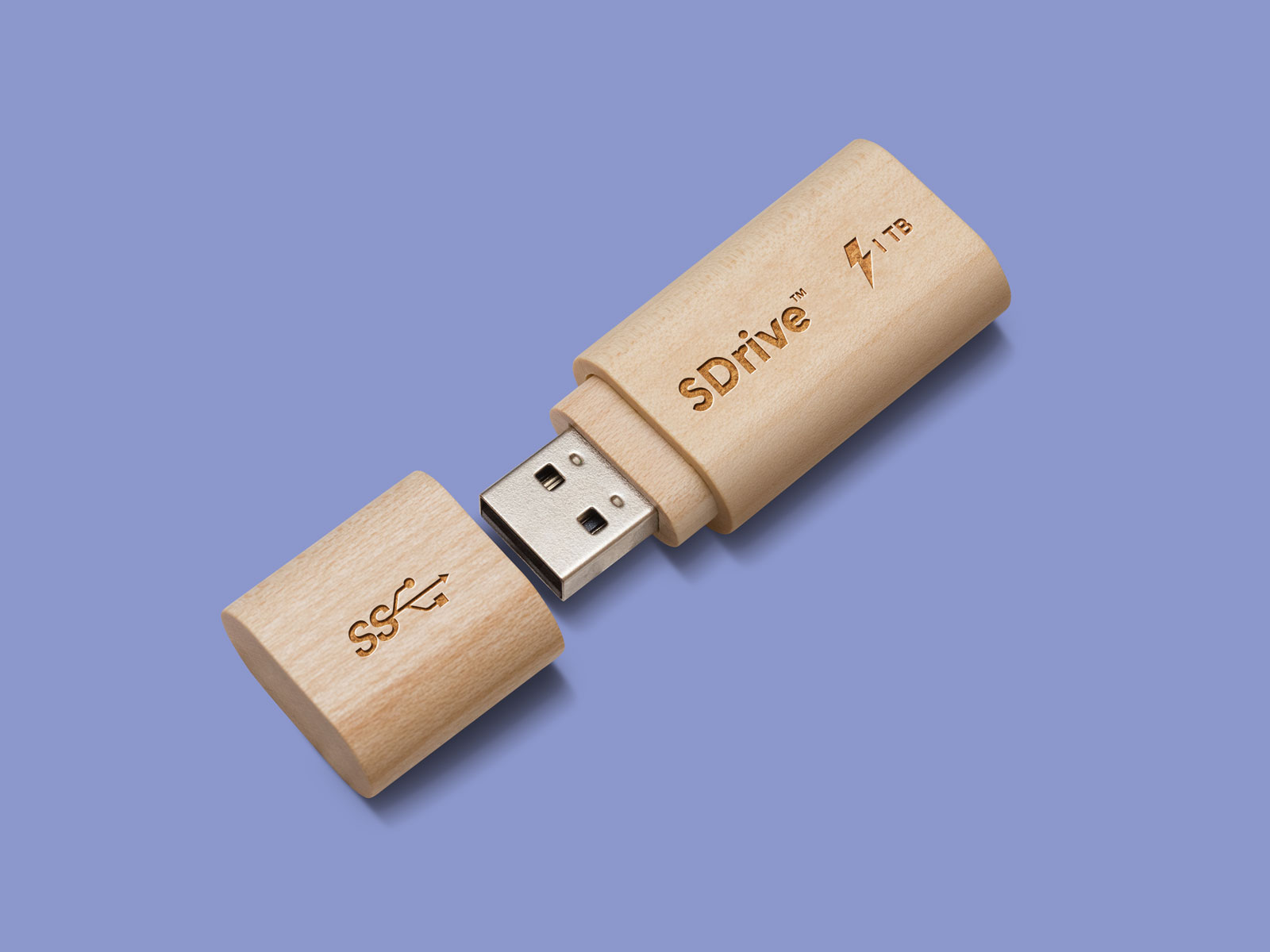 木制USB闪存U盘PSD样机模型