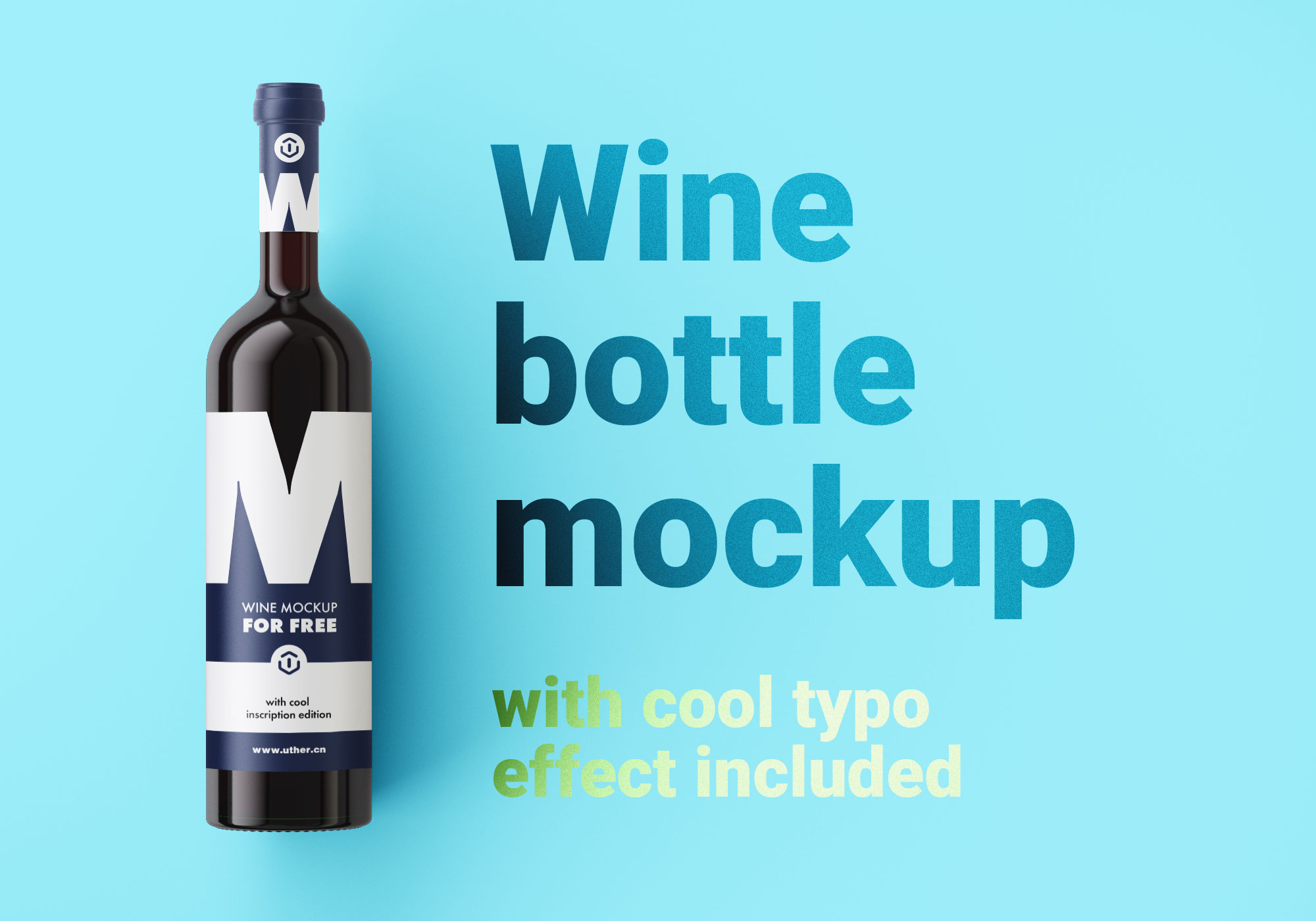 时尚高端葡萄酒瓶包装设计PSD样机模型Wine Bottle Mockup