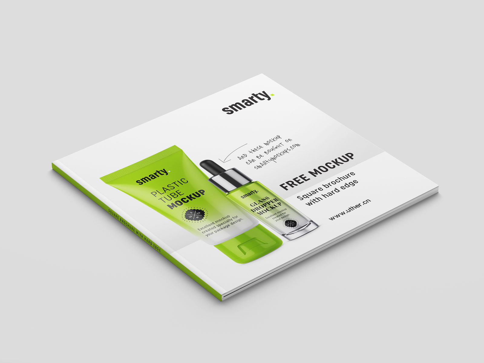 绿色大气正方形产品宣传册设计封面展示样机素材brochure mockup .psd素材