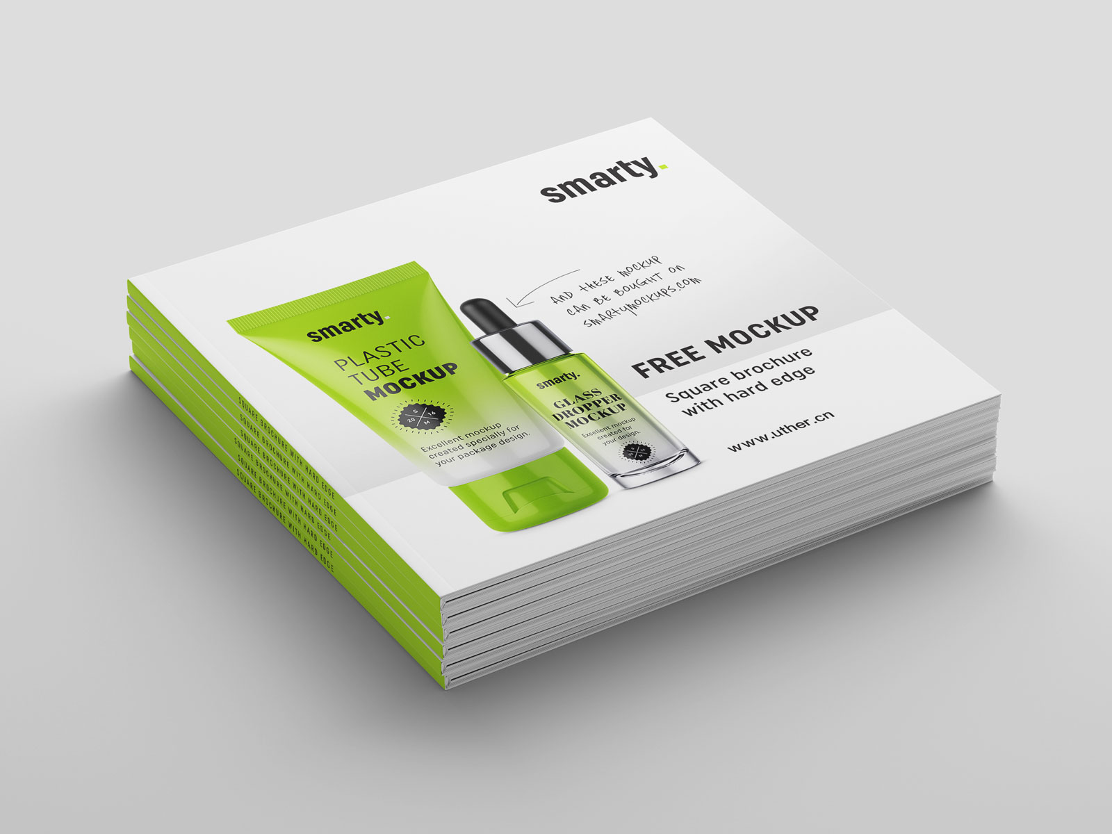绿色大气正方形产品宣传册设计封面展示样机素材brochure mockup .psd素材