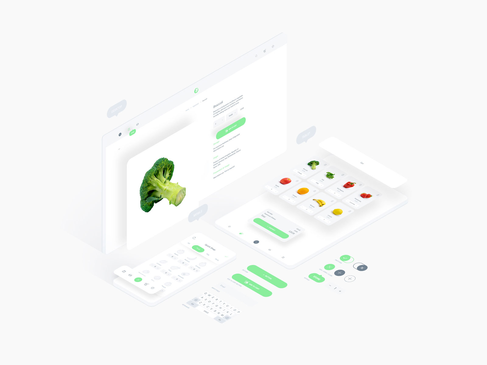 生鲜电商app UI工具包 Fresh Food UI Kit .XD素材