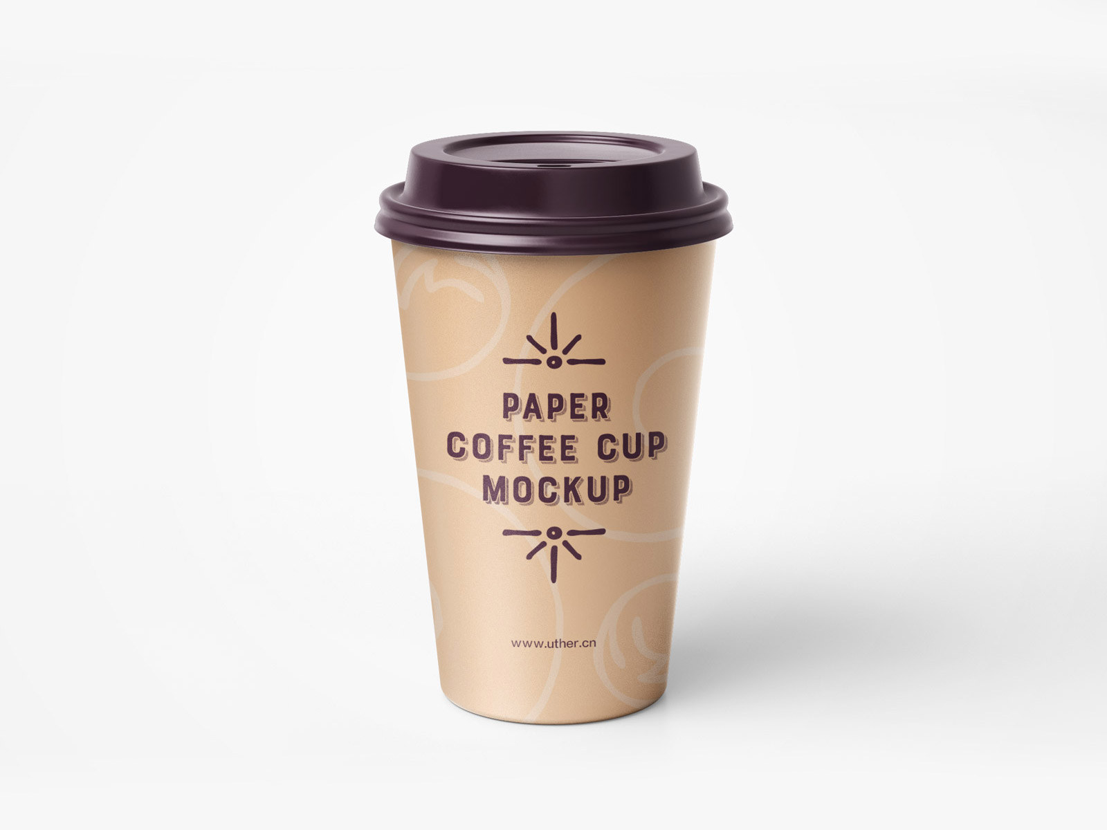 带杯盖的一次性咖啡纸杯贴图psd样机模型Coffee Cup mockup