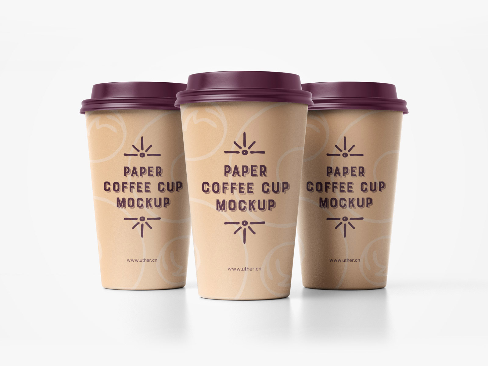 带杯盖的一次性咖啡纸杯组合贴图psd样机模型Coffee Cup mockup
