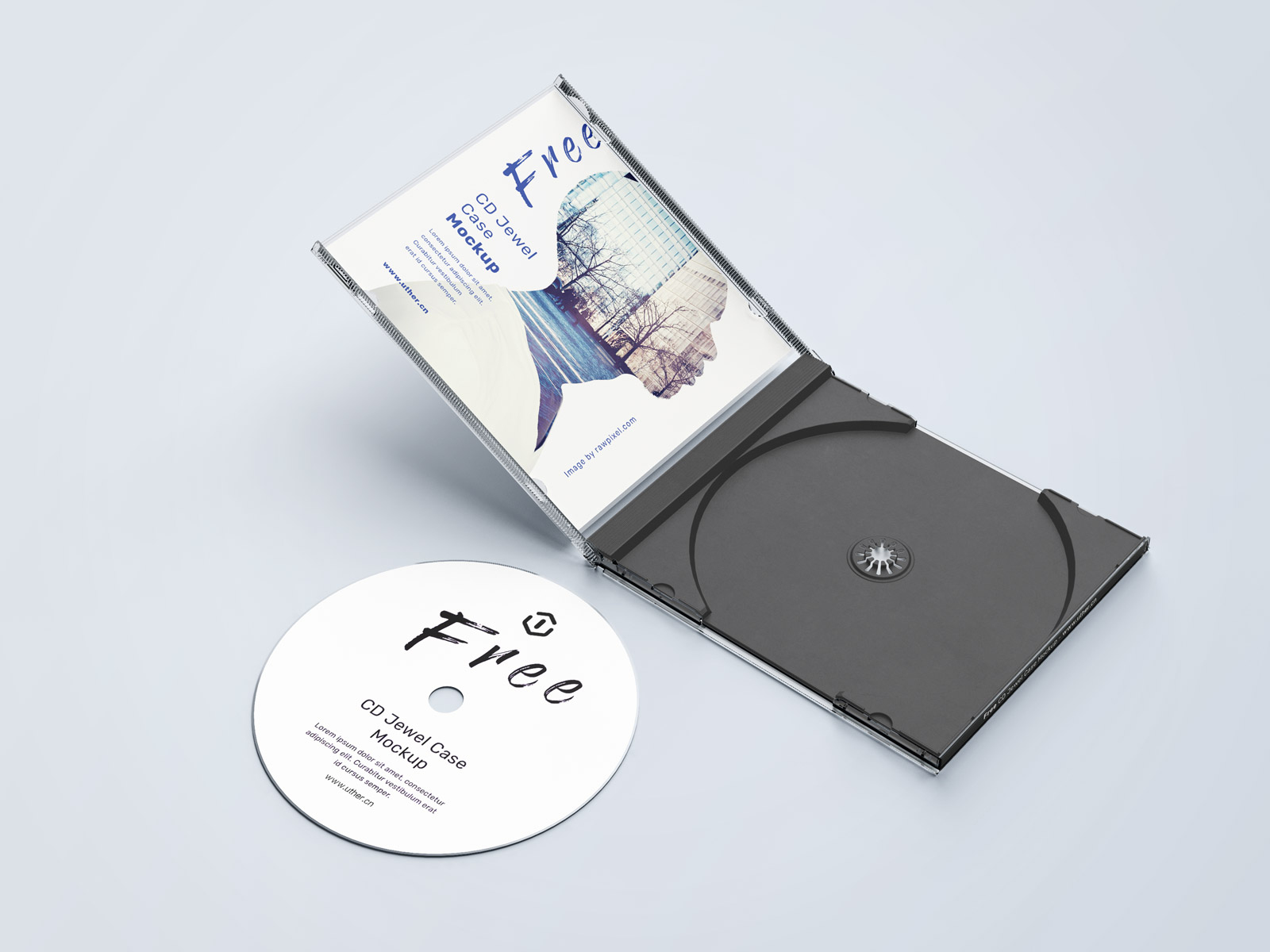 数码光盘音乐光碟塑料CD包装设计PSD样机模型