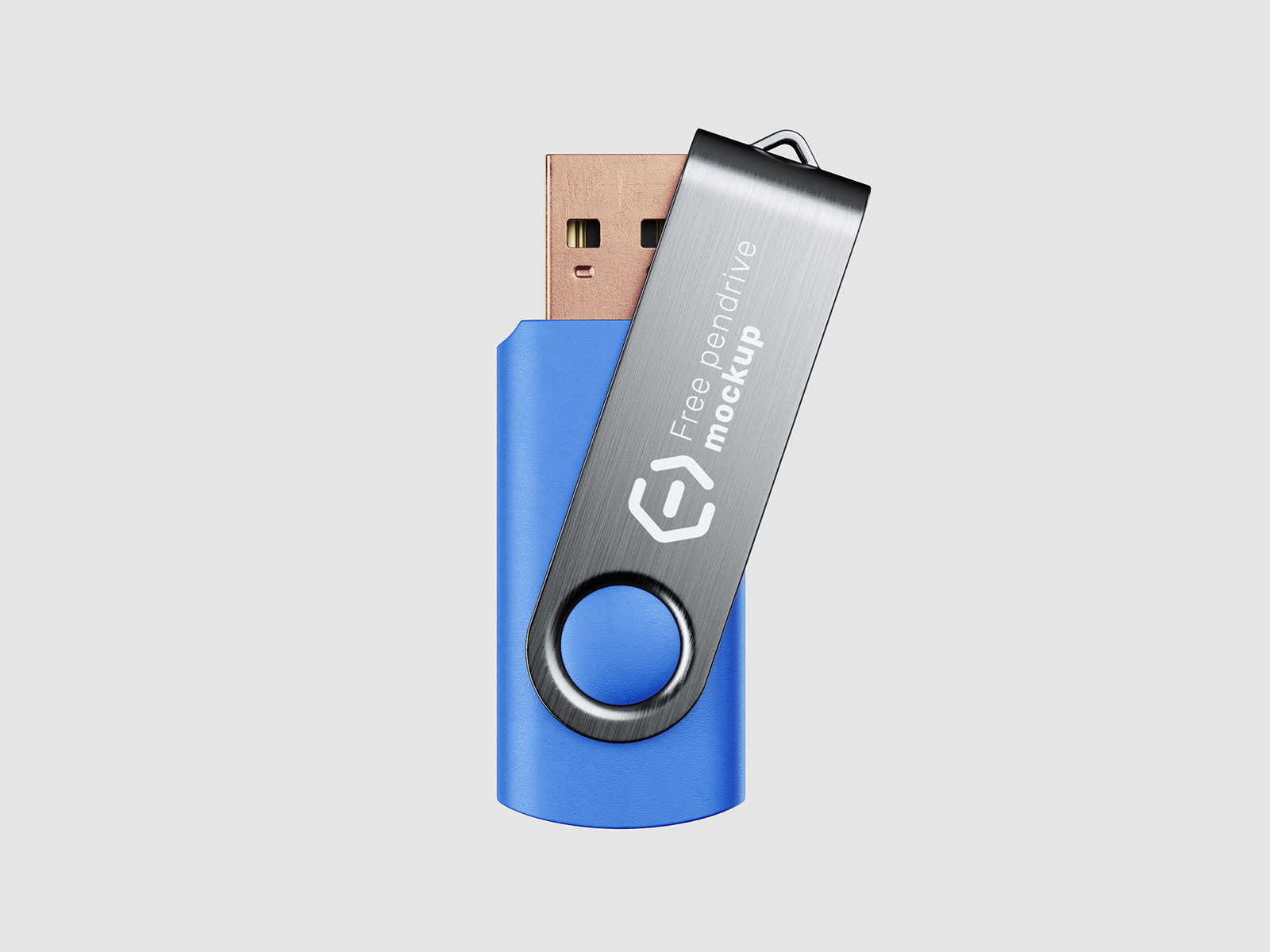 蓝色正面USB闪存U盘PSD样机模型