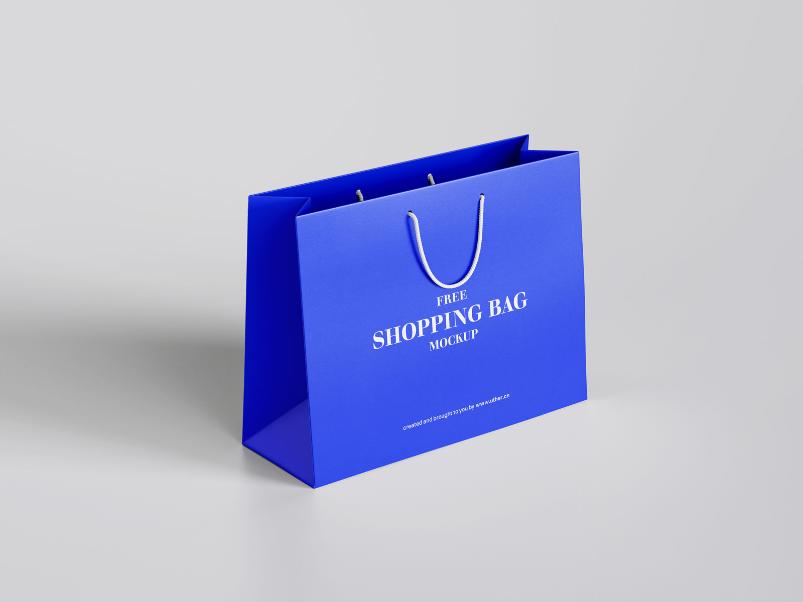 时尚简洁蓝色横向购物袋手提袋PSD样机模型shopping bag mockup