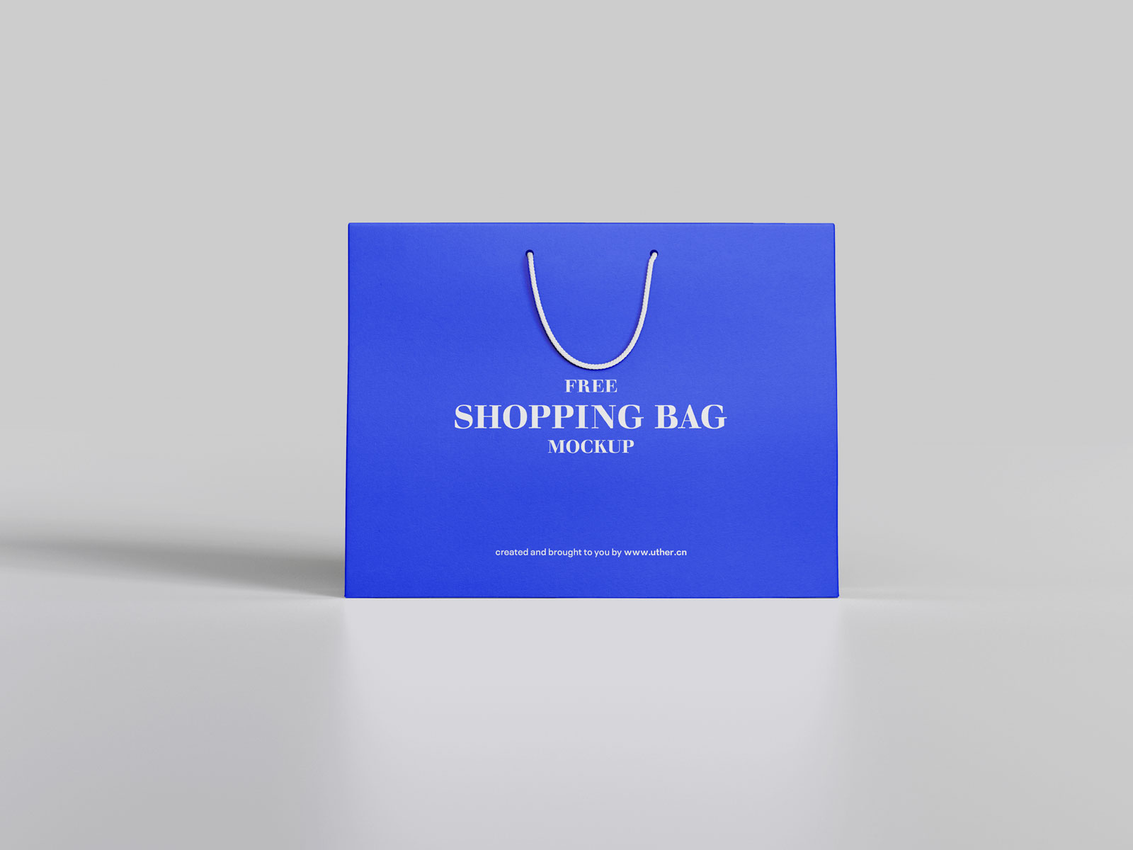 时尚简洁蓝色横向正面购物袋手提袋PSD样机模型shopping bag mockup