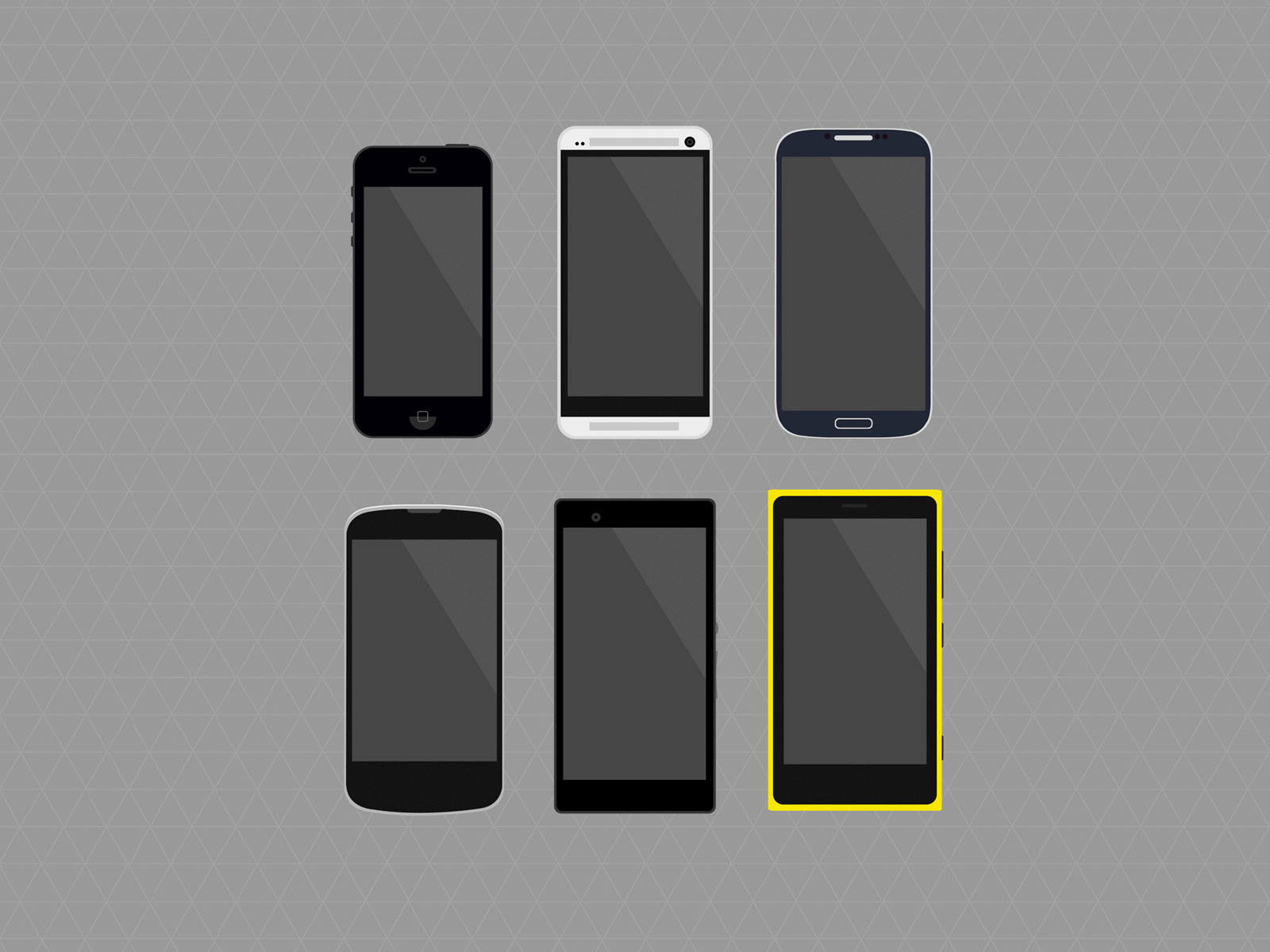 一套不同型号的手机样机模型 .psd格式
