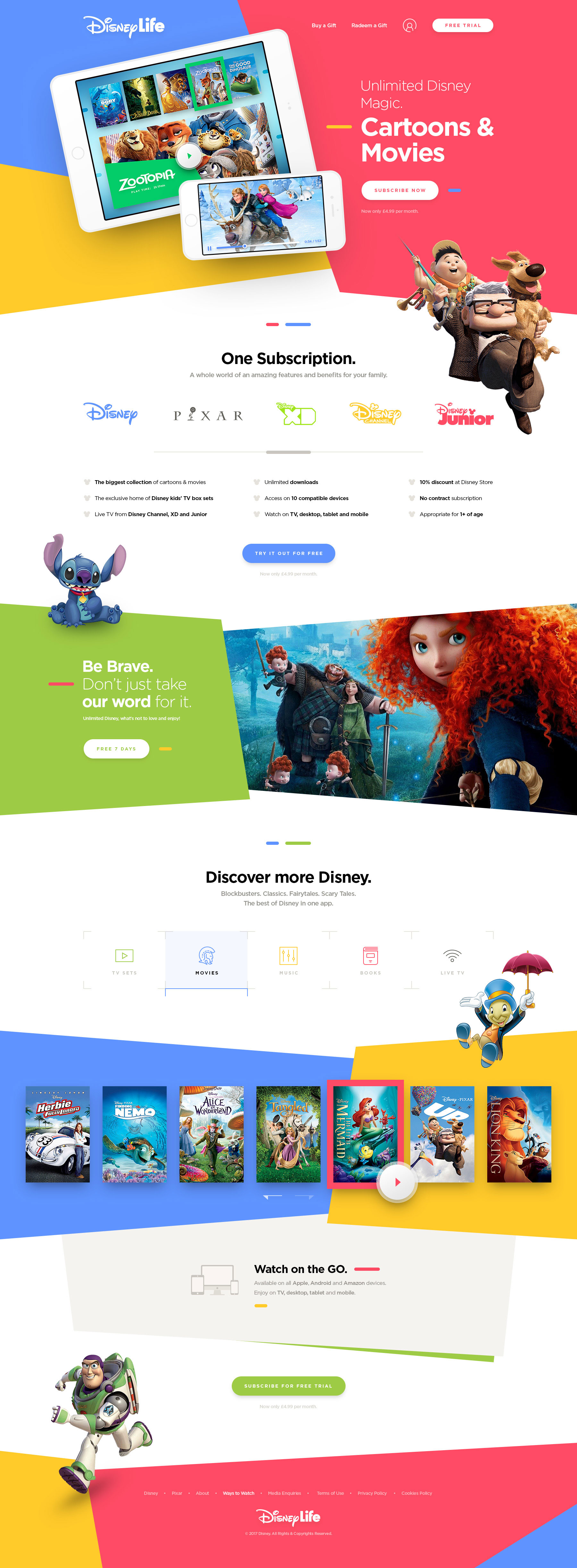 迪士尼周边影视Disney Life网站UI界面设计 .psd模板