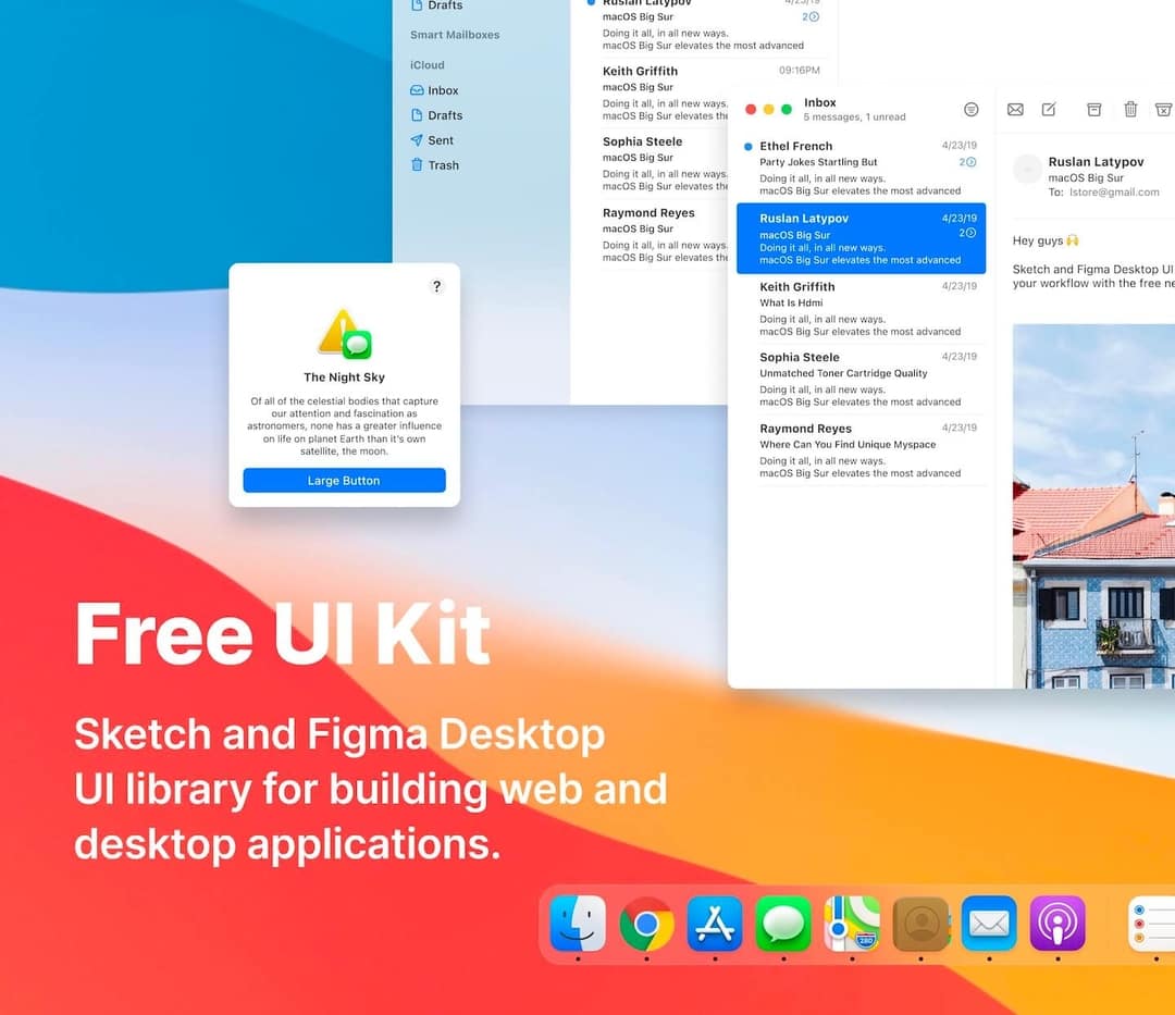 MacOS 11‍ Big Sur系统UI界面设计工具包 .sketch .flg素材