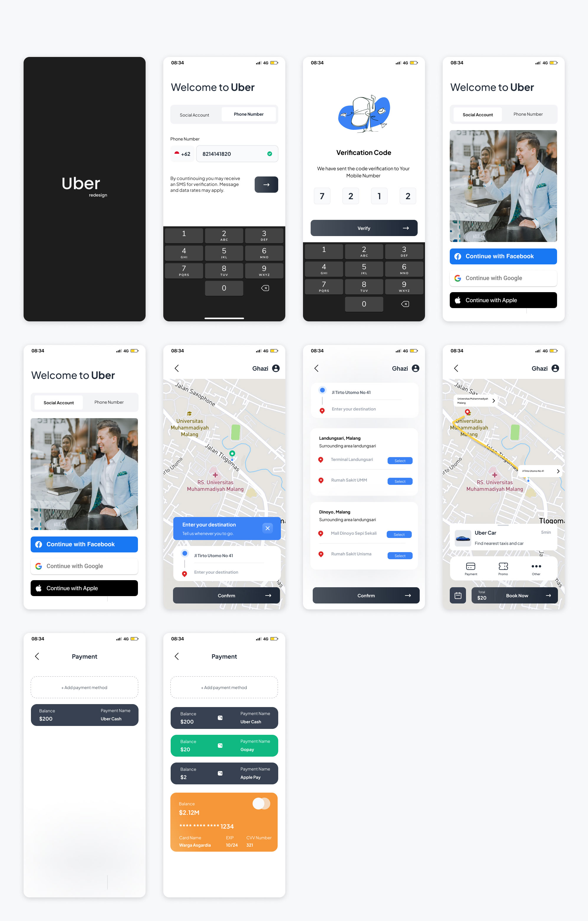 Uber网约车打车app ui界面设计 .fig素材