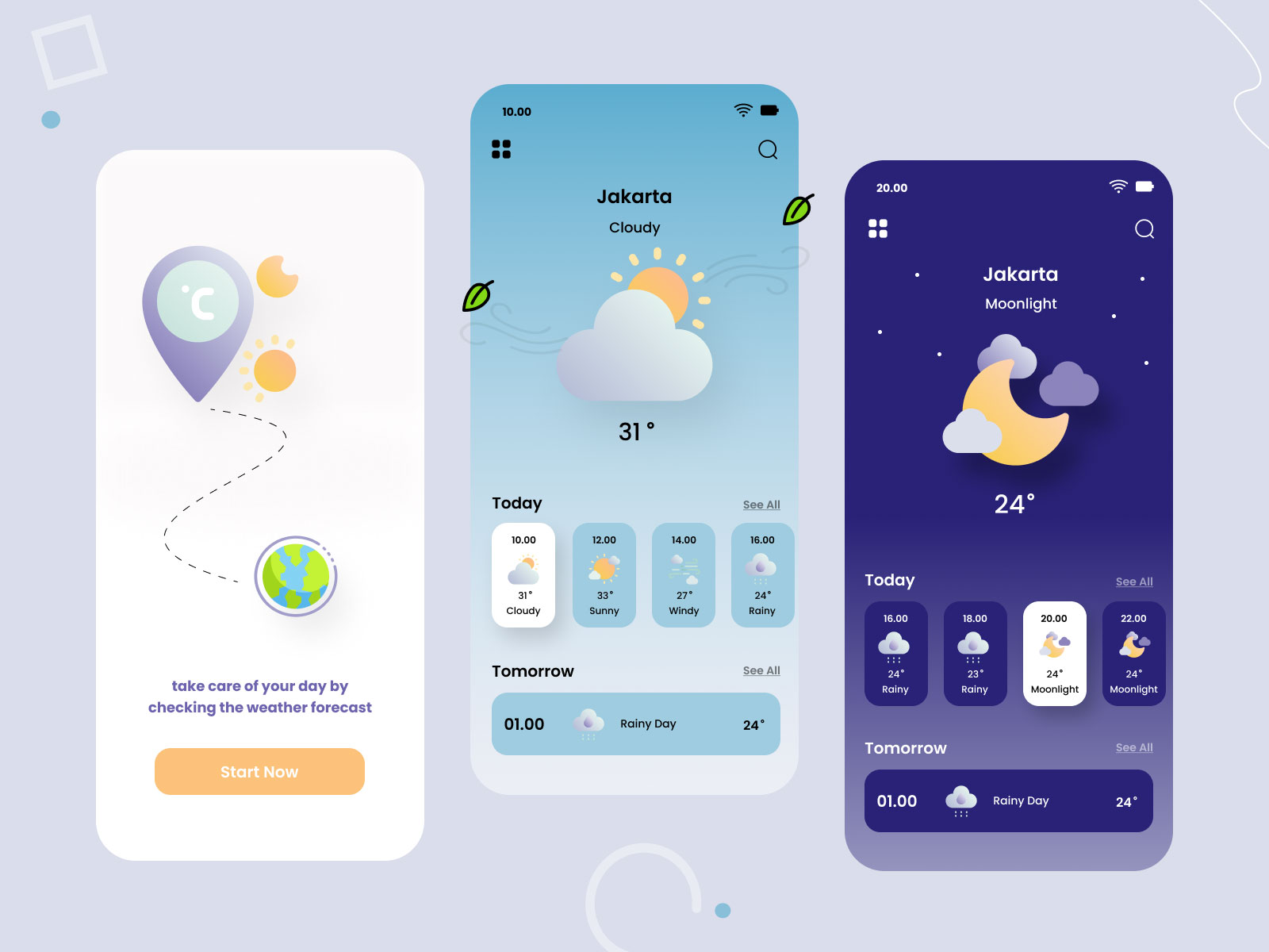 不同色系天气app ui界面设计 .fig素材