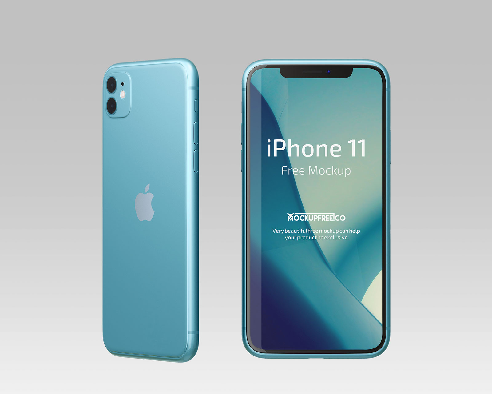 高质量不同角度粉蓝色iPhone 11 .psd样机模型