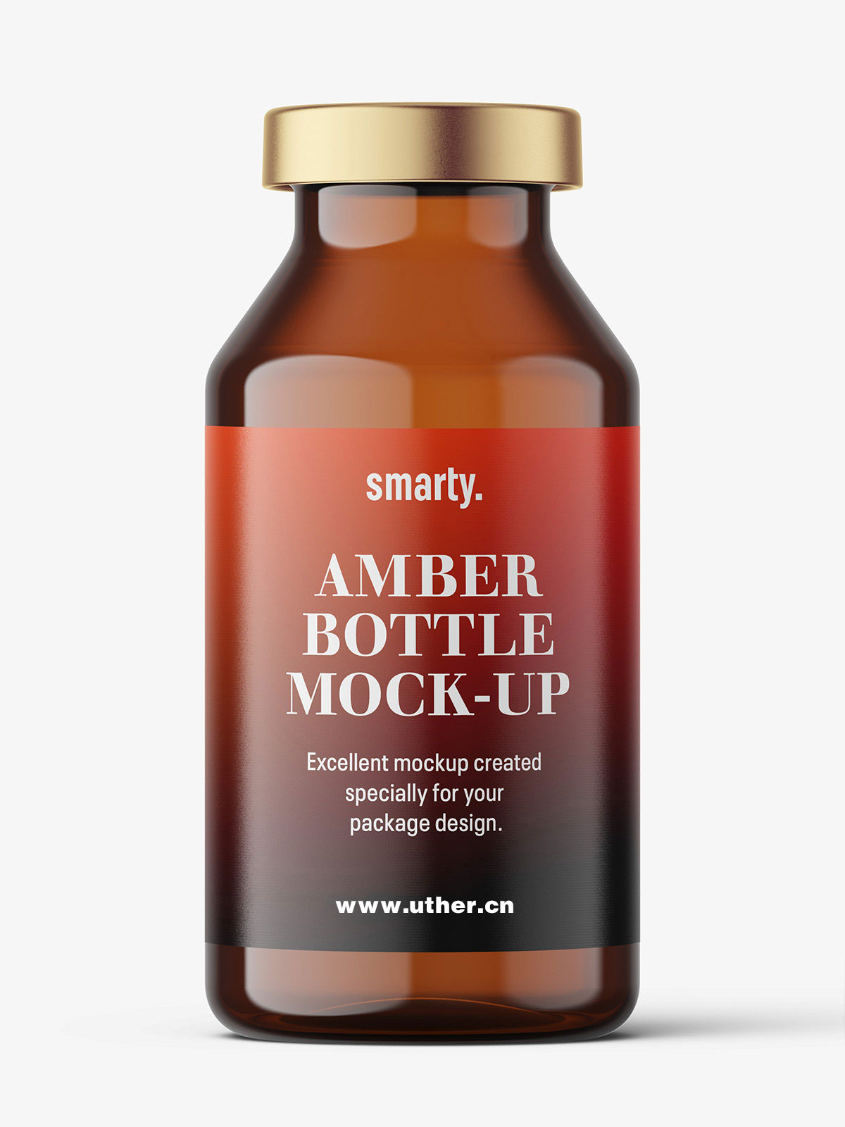 高品质琥珀色密封药瓶 psd样机模型 Amber Bottle Mockup