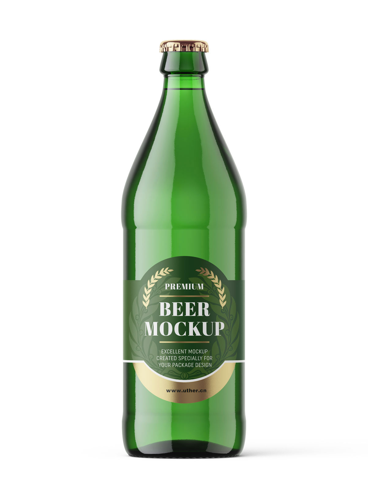 高质量绿色啤酒瓶PSD样机模型beer bottle mockup