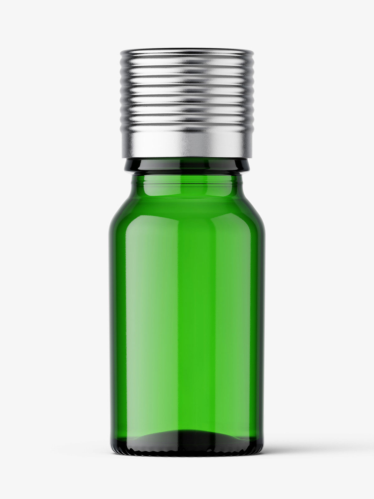高品质带盖的绿色医药瓶 psd样机模型 Green Bottle Mockup