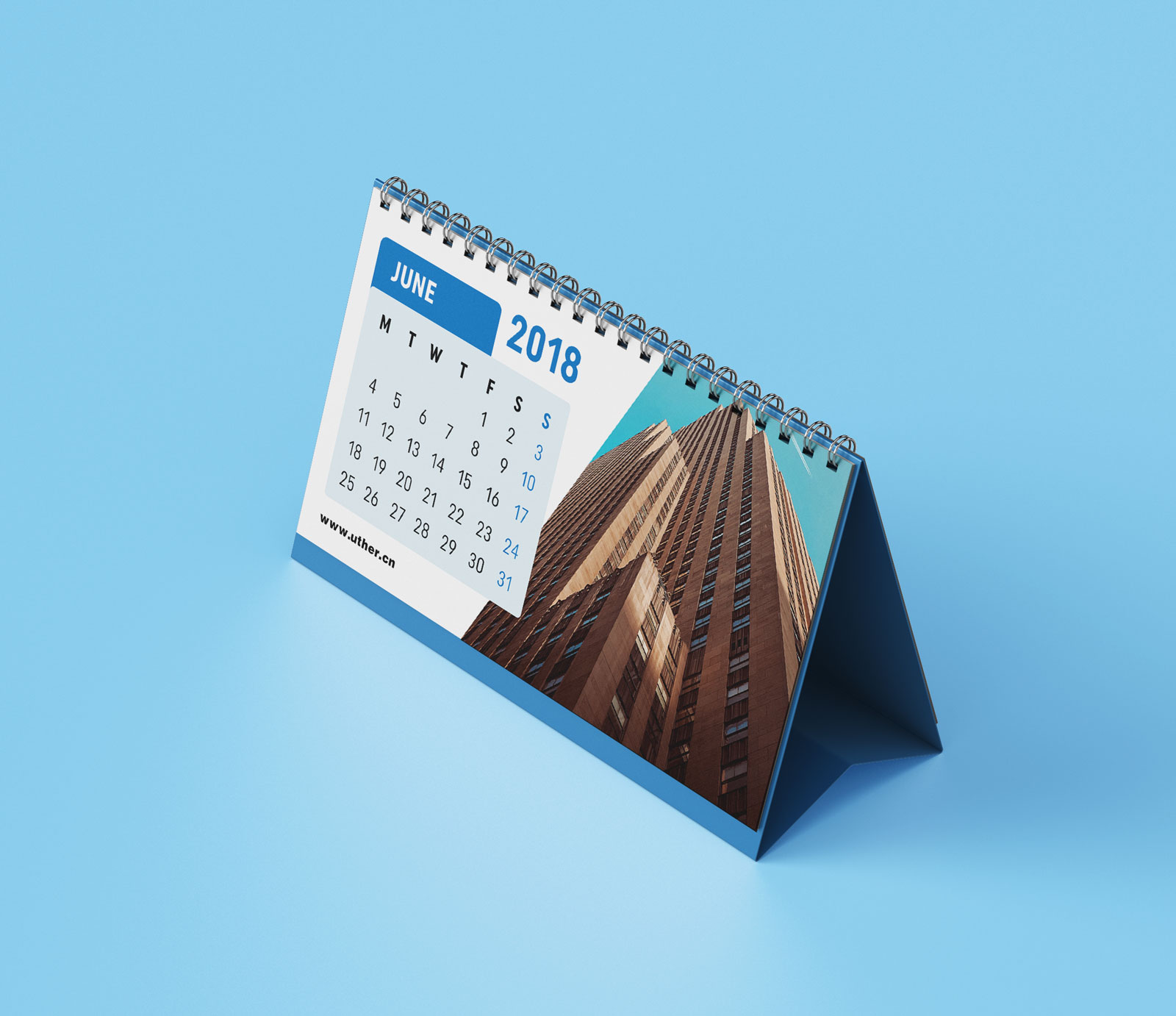 横向圈装台历psd样机模型Desk Calendar Mockup