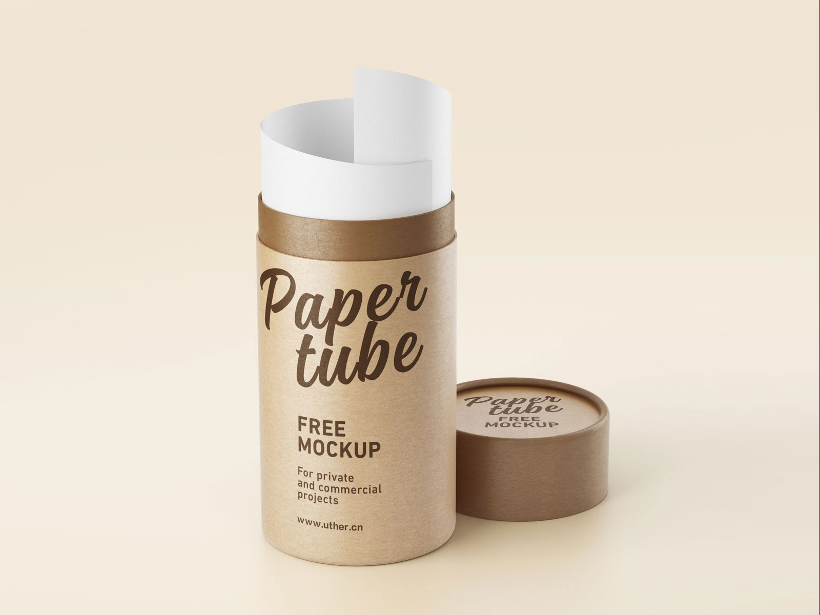 纸管纸筒包装模型PSD贴图模板paper tube mockup