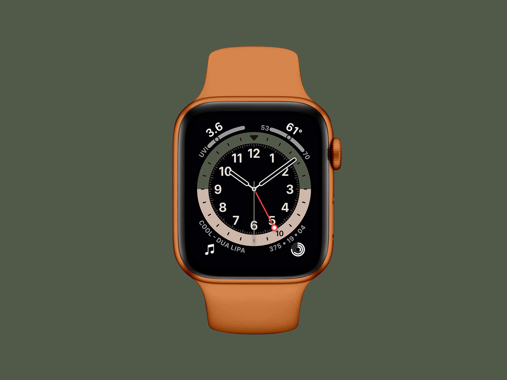 高质量橙色Apple Watch Series 6 .psd样机模型Mockup