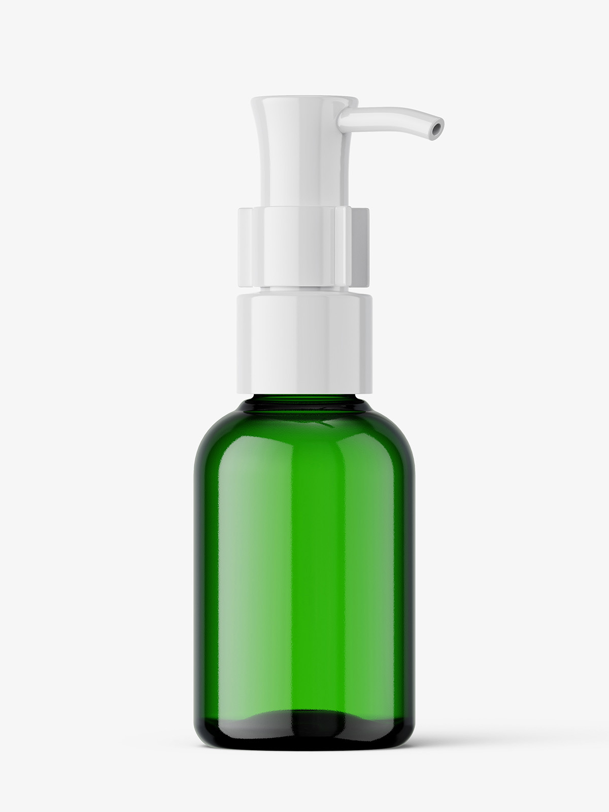 常规按压式绿色塑料瓶化妆品瓶贴图模板PSD样机模型Bottle Mockup