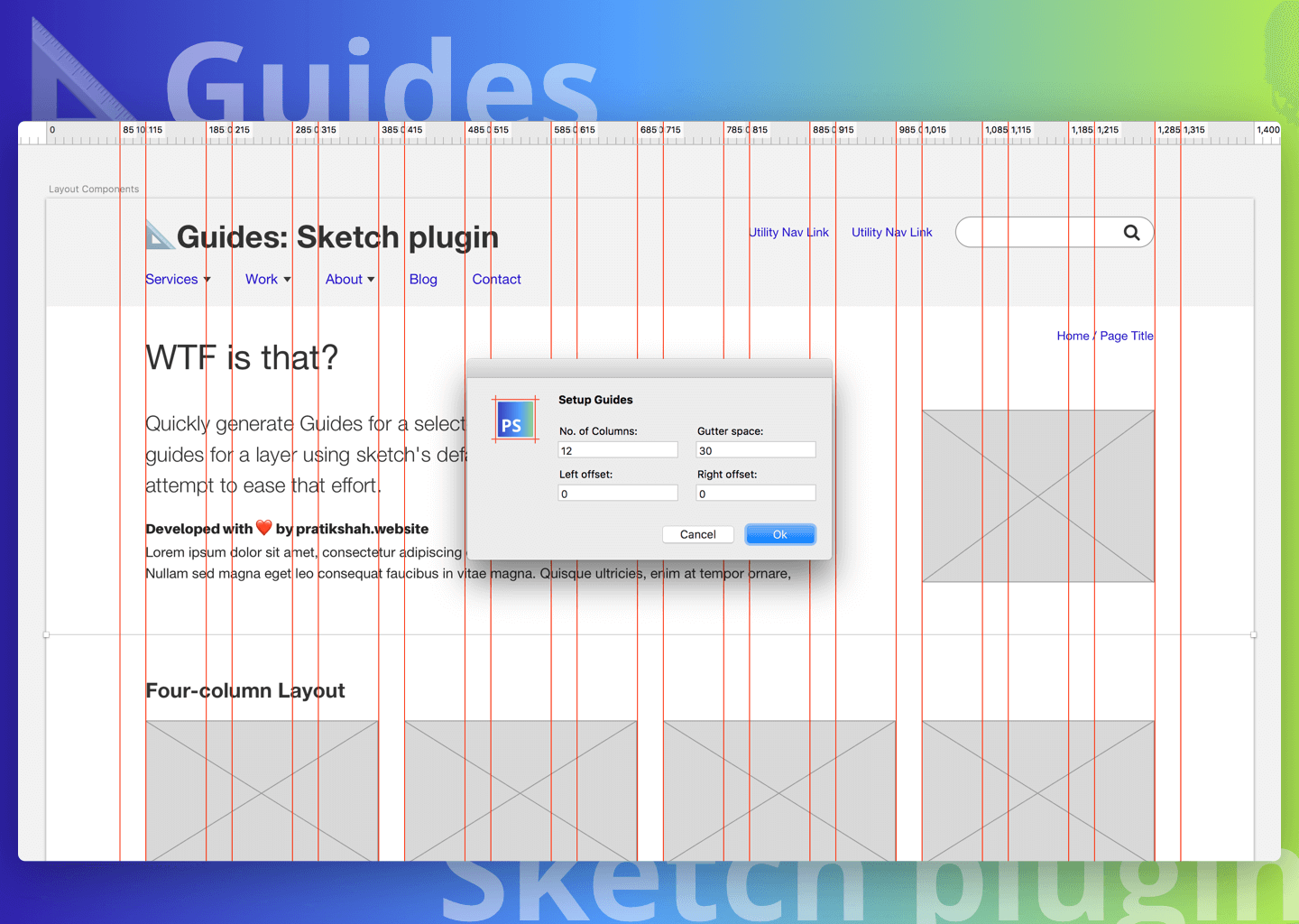 Guides 一键生成所选元素参考线Sketch插件