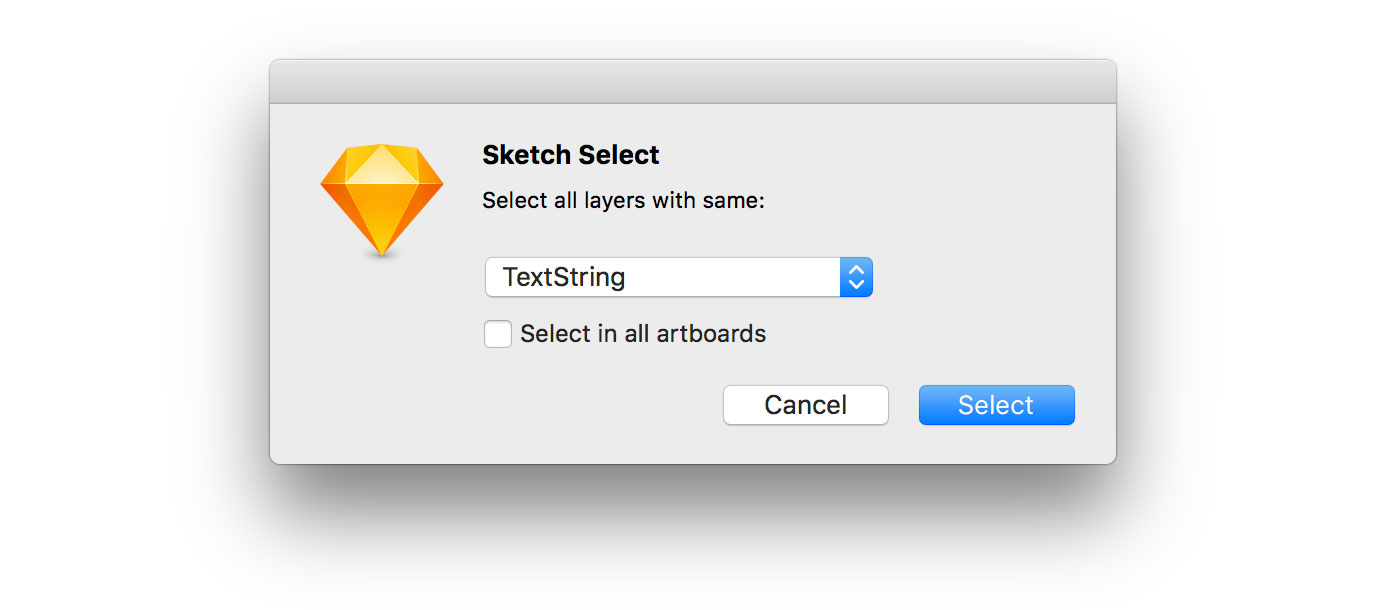 Sketch快速选择相似属性图层插件：Select