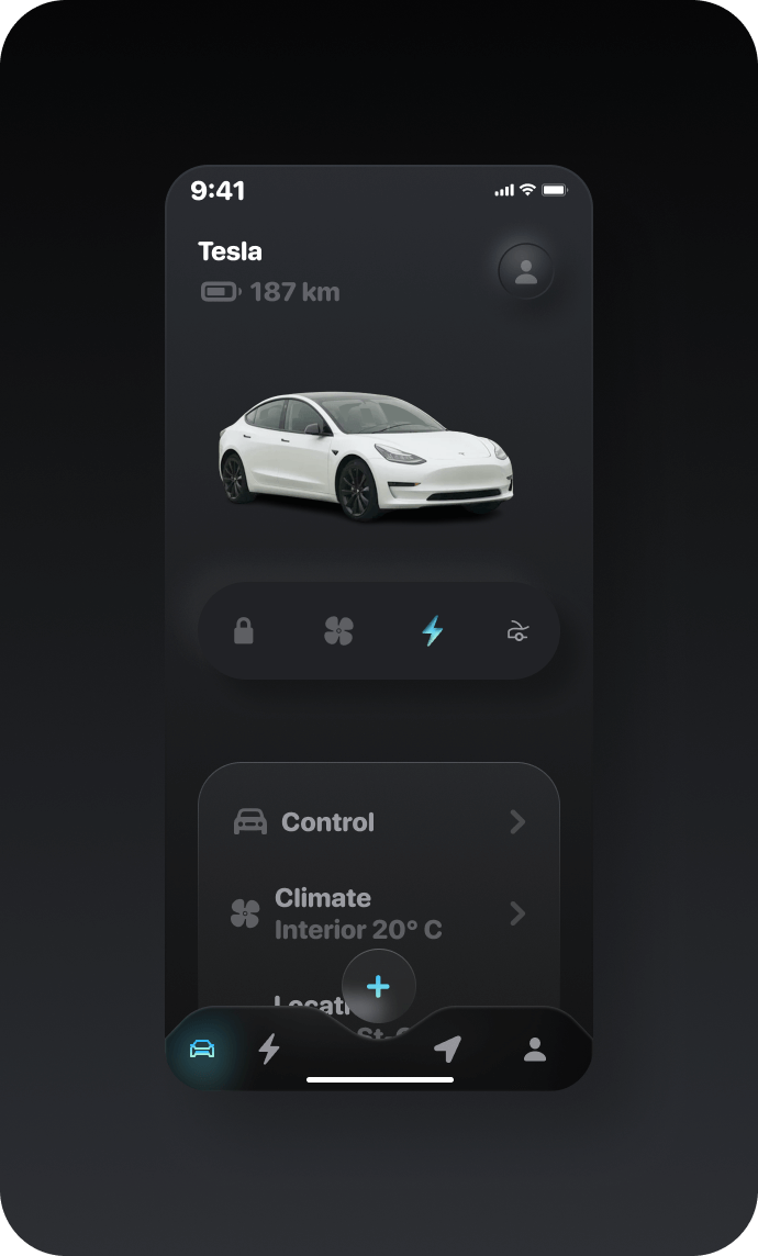 特斯拉Tesla新拟物风格APP UI界面设计Neumorphic .fig素材