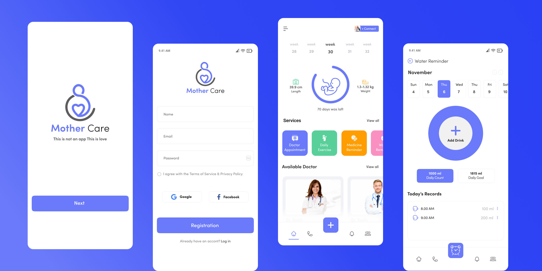 简约大气母婴护理app ui界面设计 .fig素材