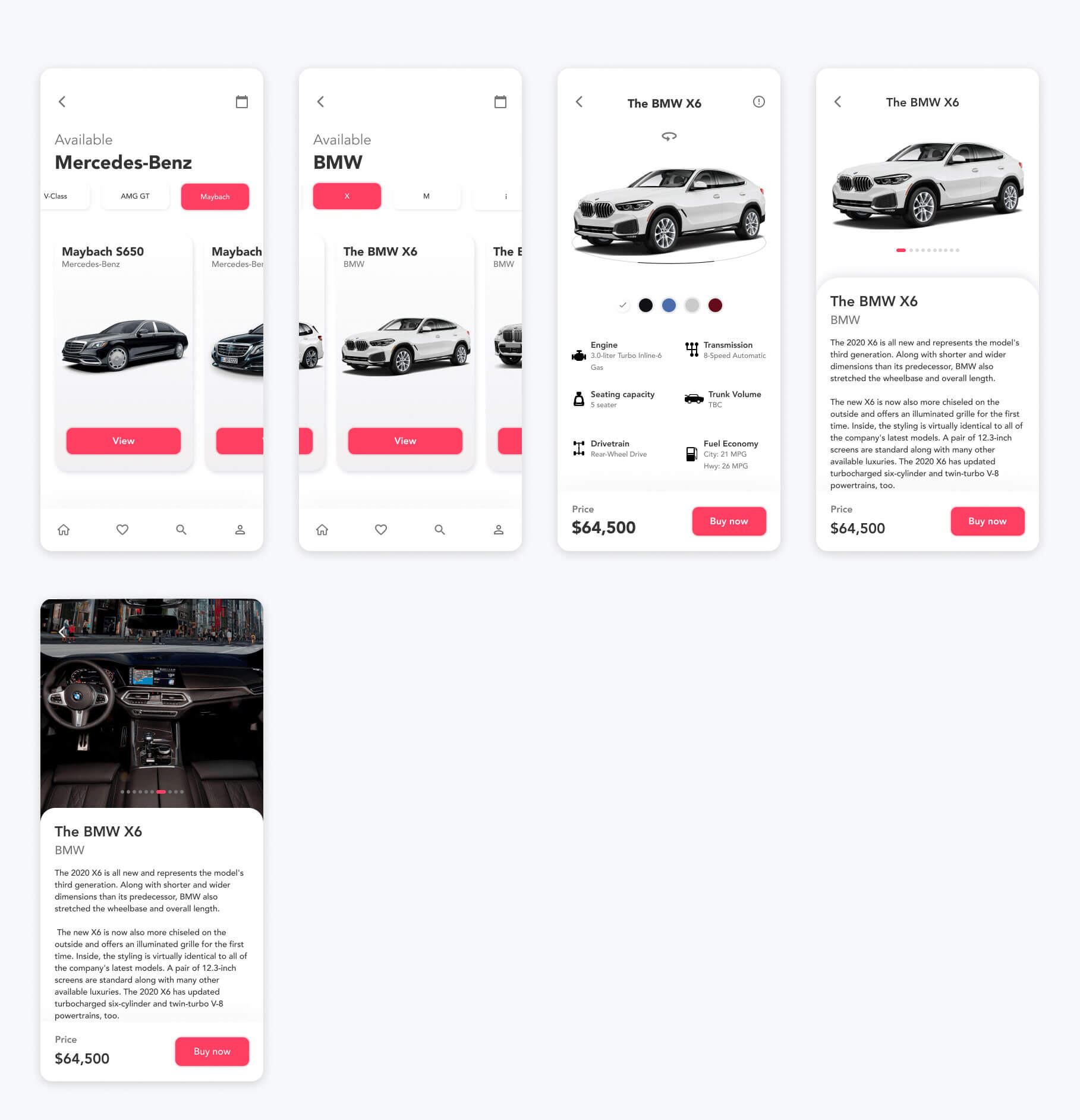 简约汽车电商在线购车app ui界面设计 .fig .xd .sketch素材