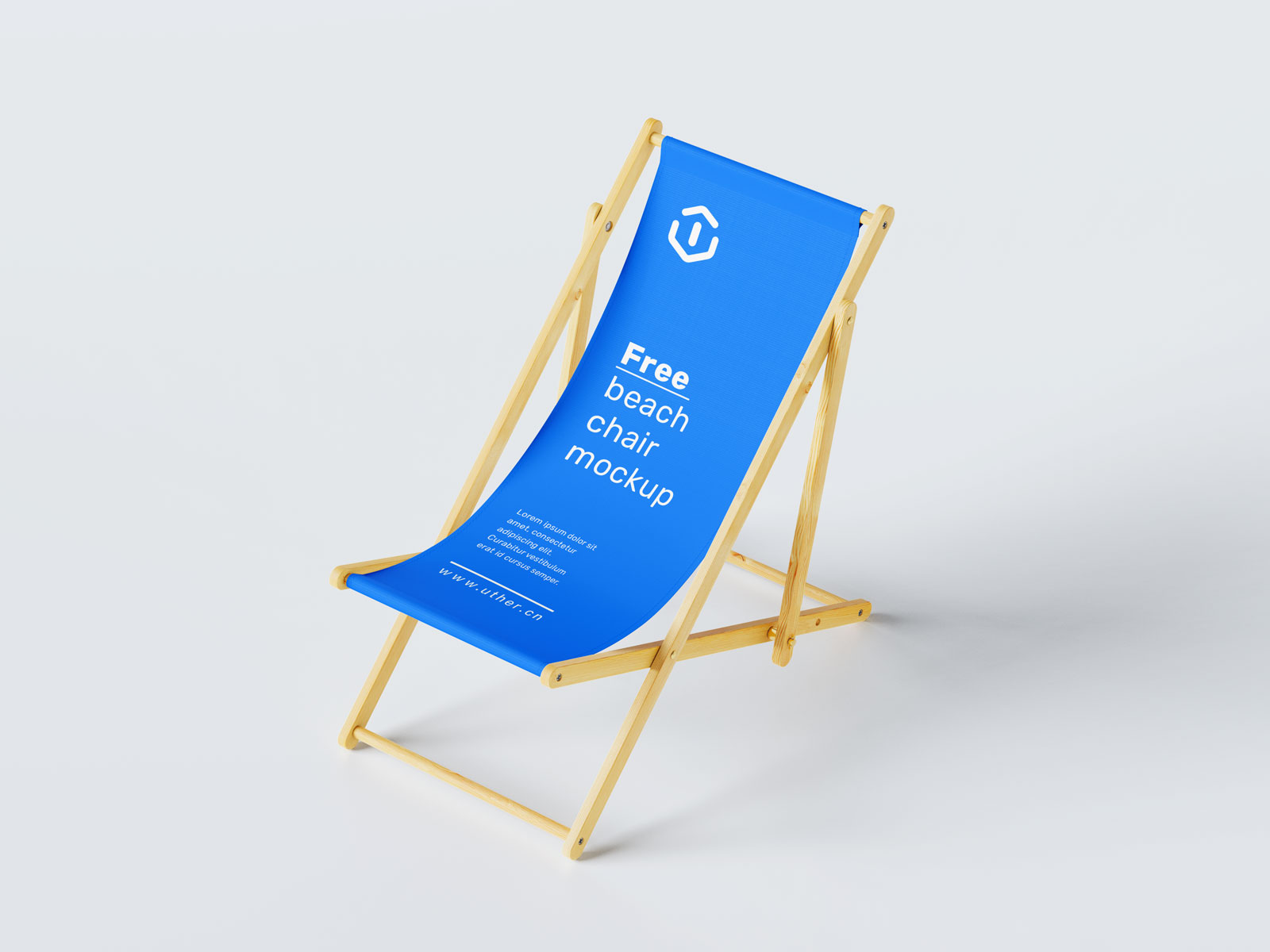 高质量蓝色侧面俯视沙滩椅psd样机模型Beach Chair Mockup