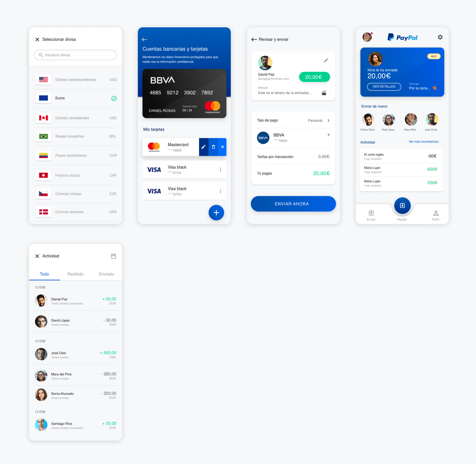 在线支付钱包PayPal App UI界面设计 .sketch素材