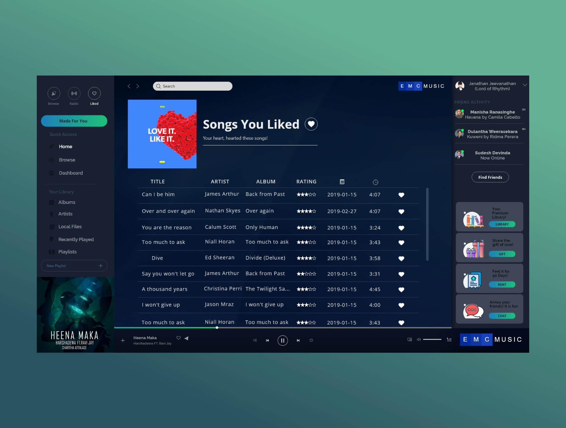 深色系在线音乐流媒体平台软件UI界面设计 .xd素材
