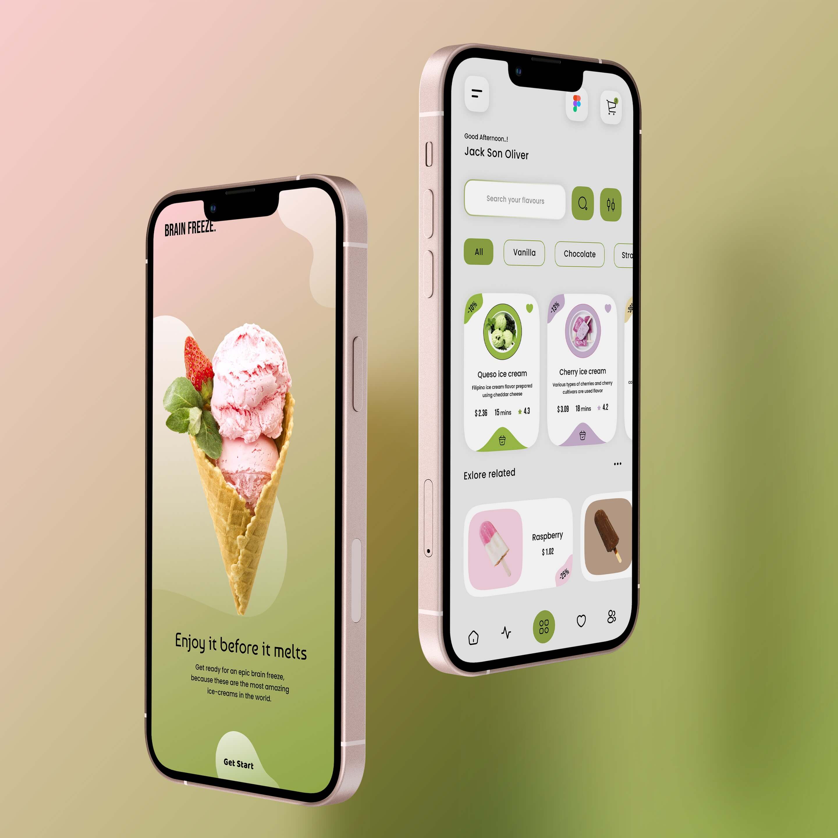 清新的美食冰激凌APP UI界面设计 .fig素材