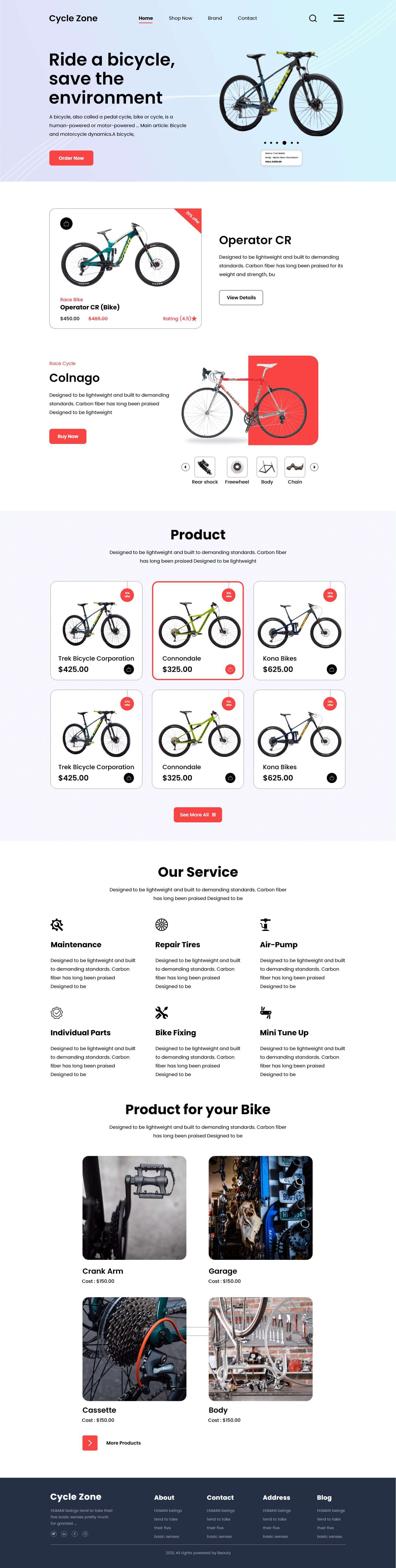 自行车品牌电商落地页WEB UI界面设计 .xd素材