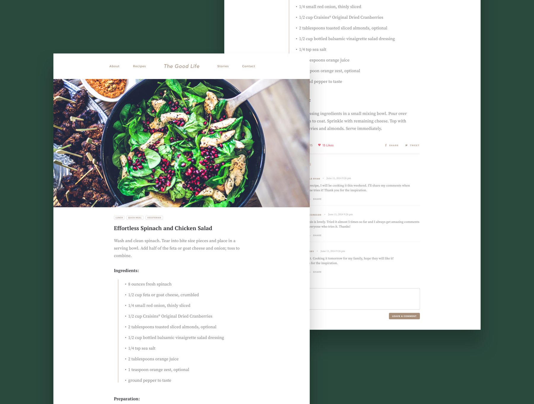 美食食谱博客WEB UI界面设计 .sketch素材
