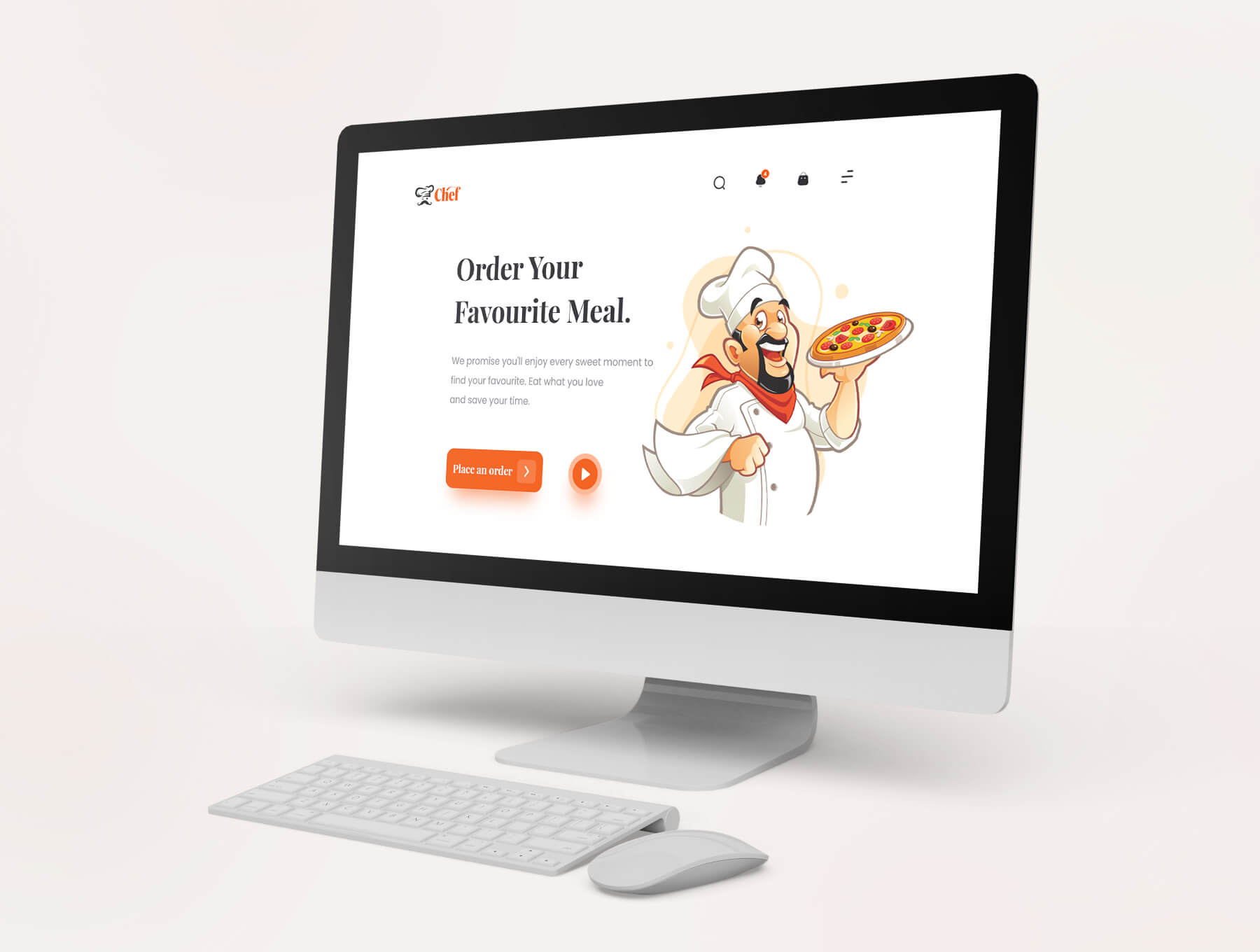 简约干净的插画风餐饮美食官网落地页WEB UI界面设计 .xd素材
