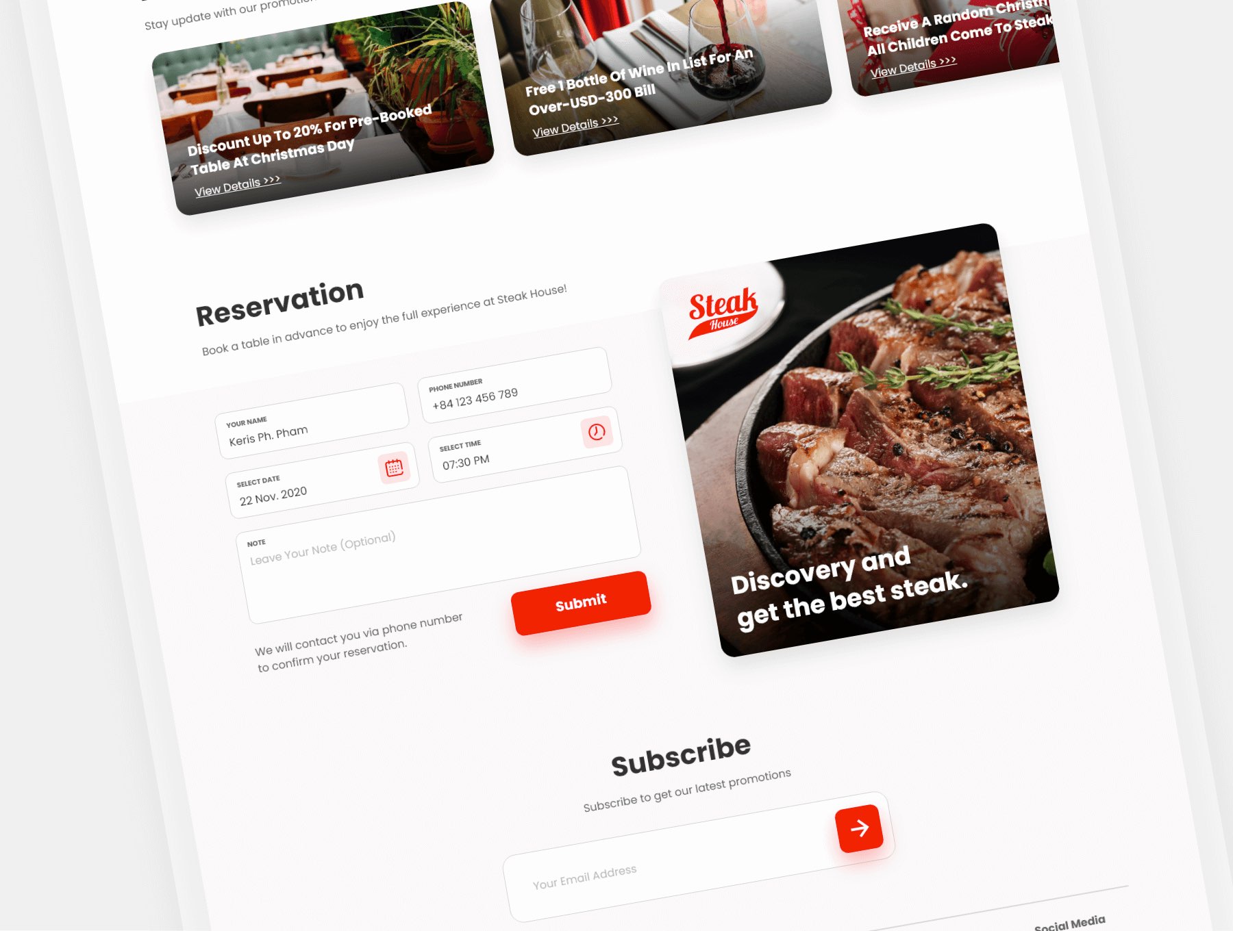餐饮品牌和牛排餐厅电商外卖首页落地页WEB UI界面设计 .fig素材