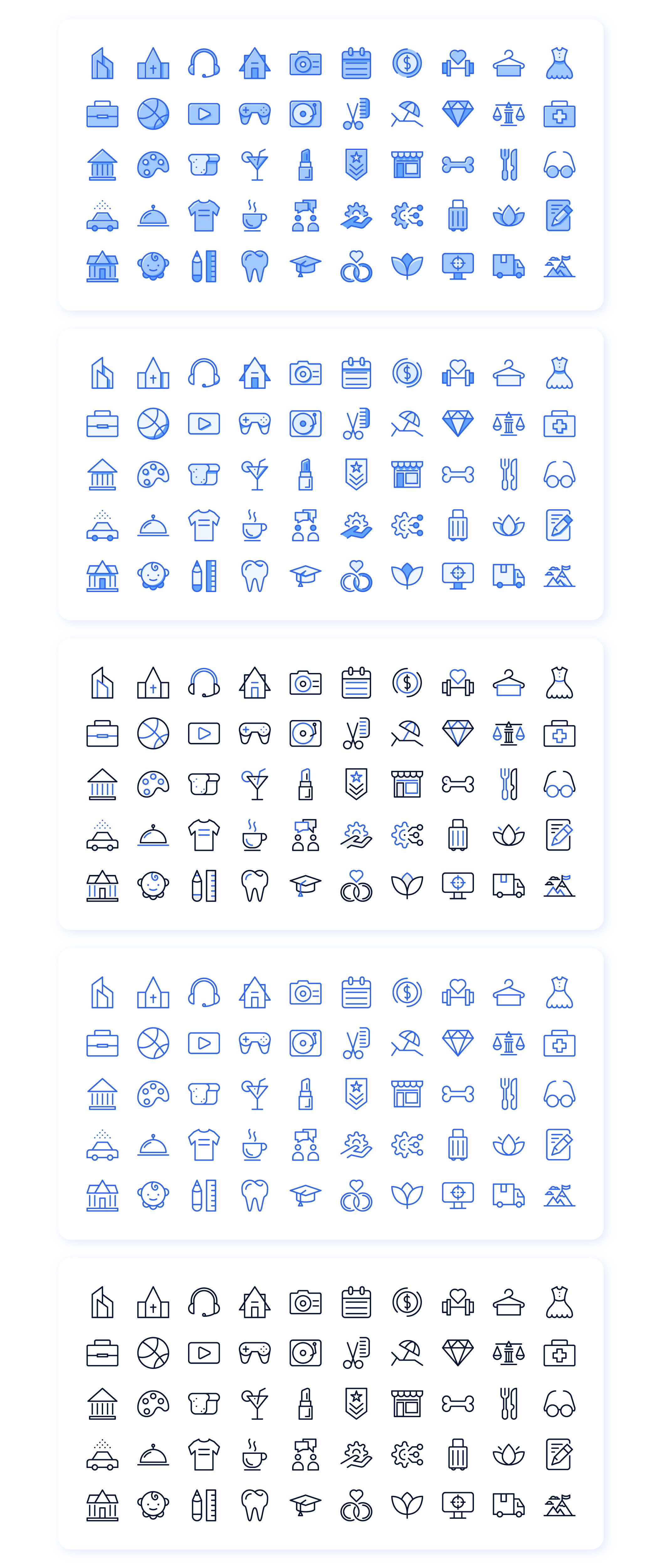 50个常用单色多色线性图标icon