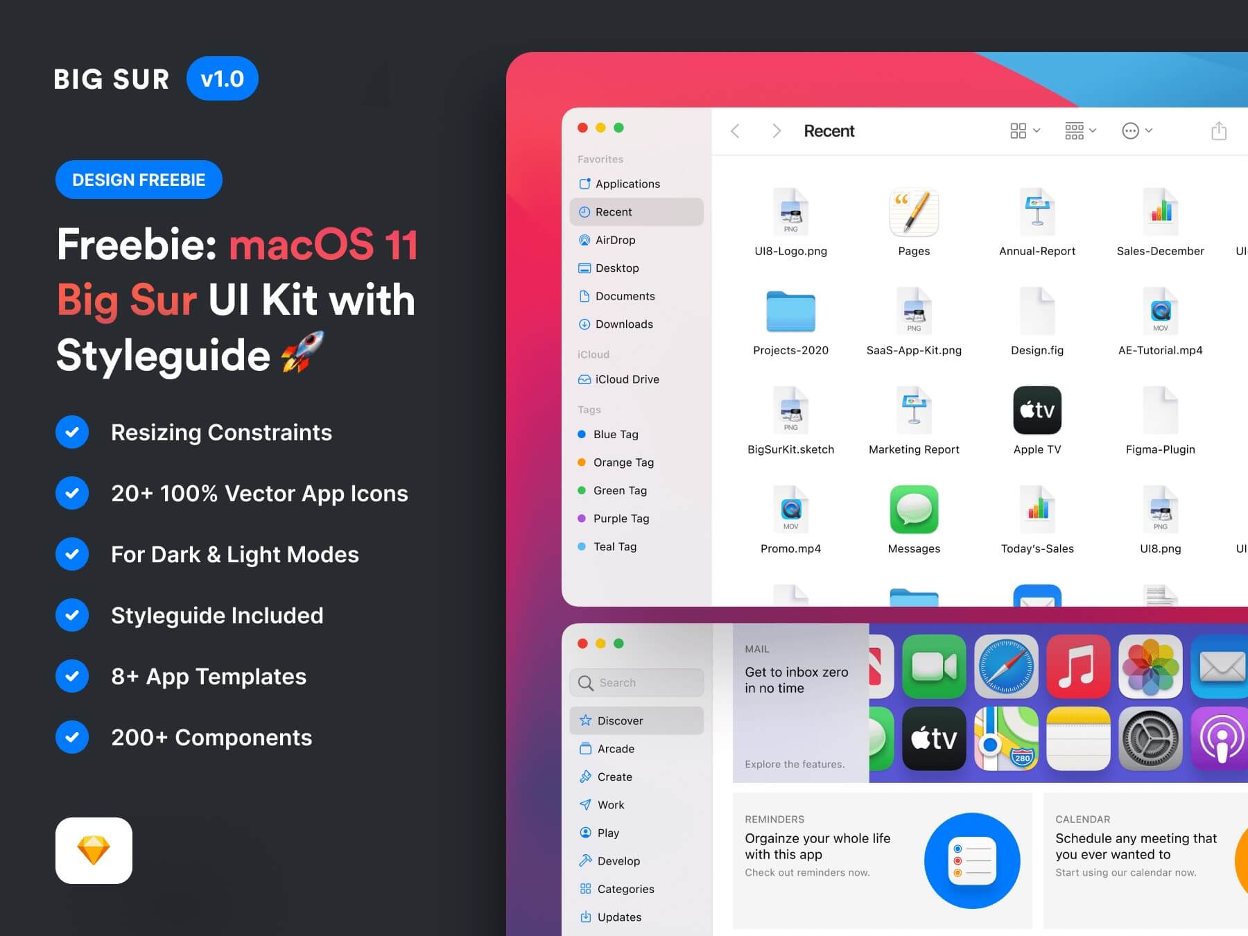苹果macOS Big Sur UI组件套件UI Kit .sketch素材