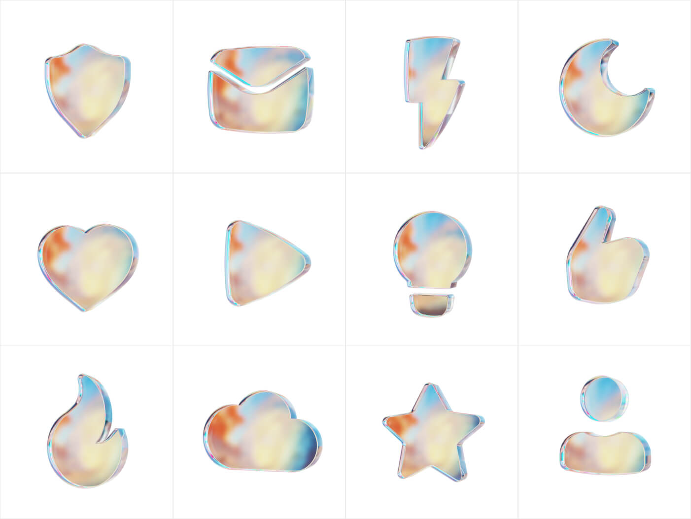 明暗两款24个玻璃材质3D图标icon .fig素材