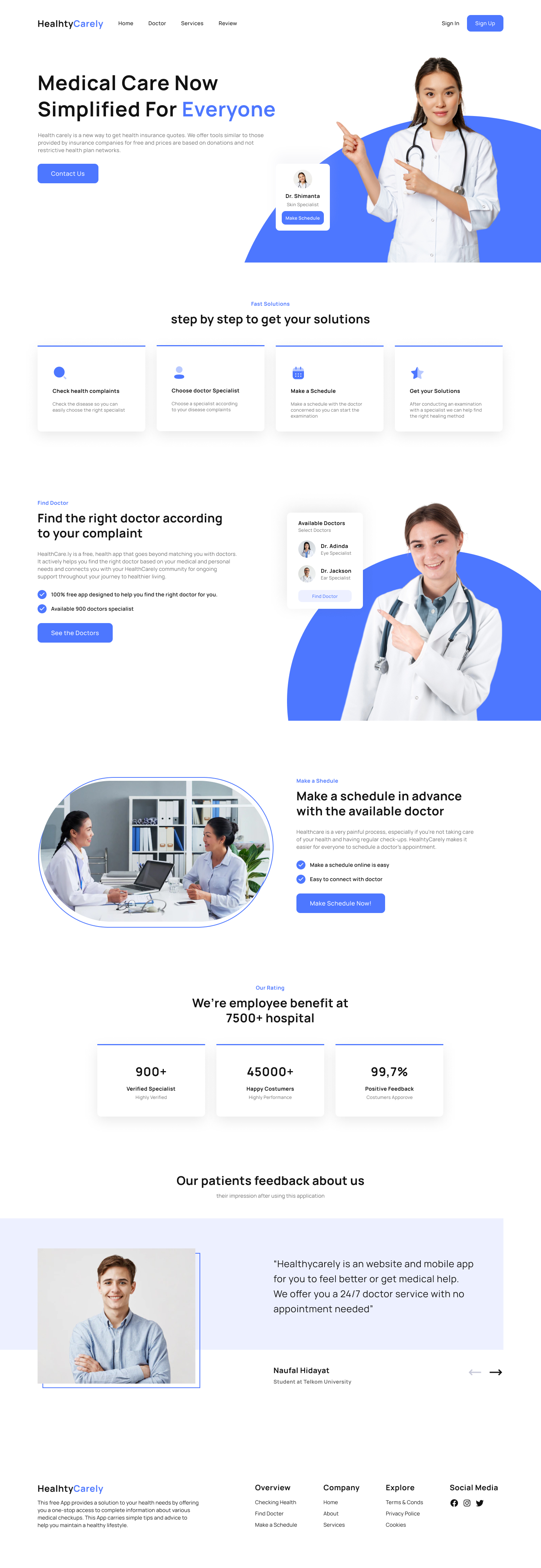 蓝色系医疗健康网站落地页Landing Page WEB UI界面设计 .fig素材