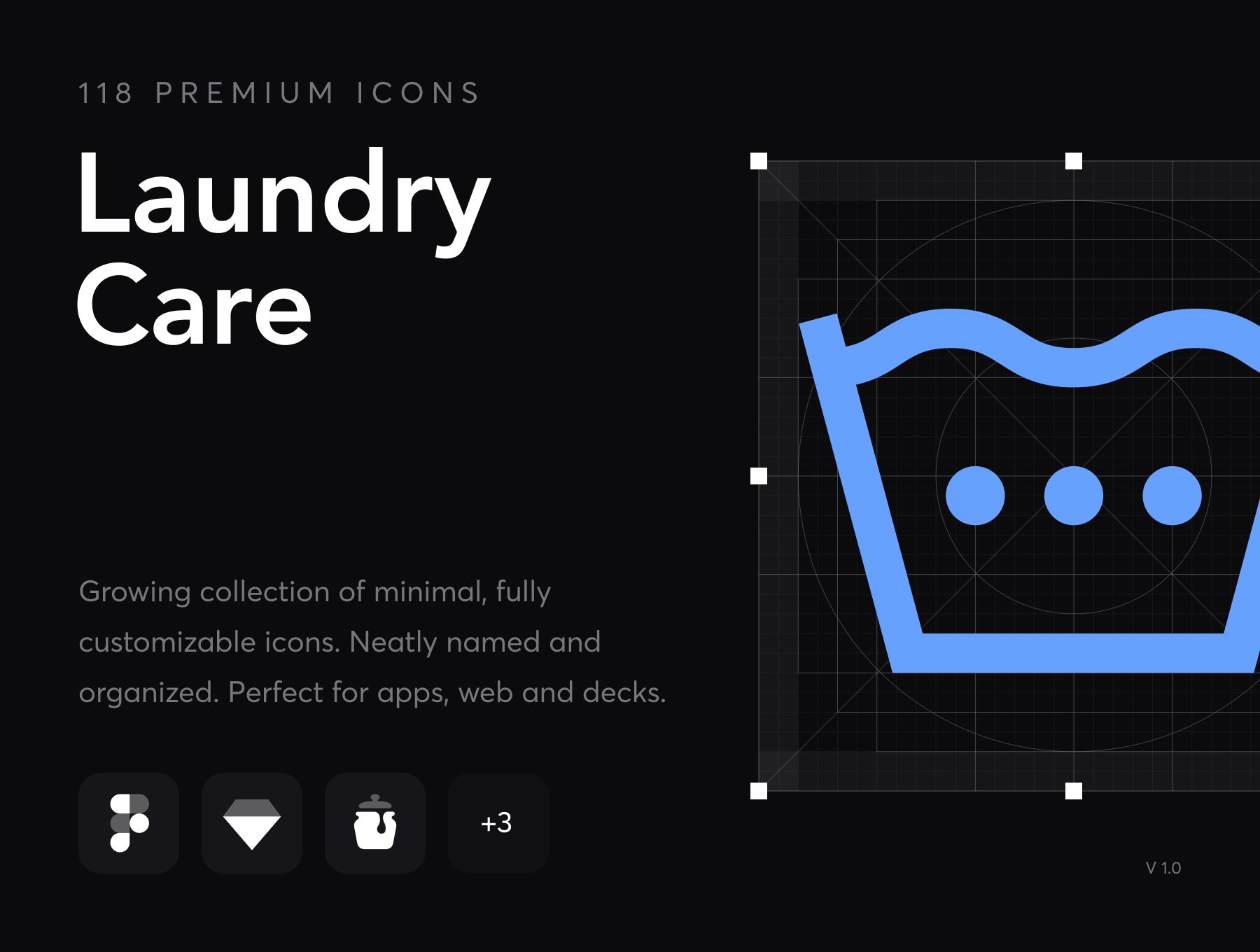 18个洗衣护理类单色线性图标icon