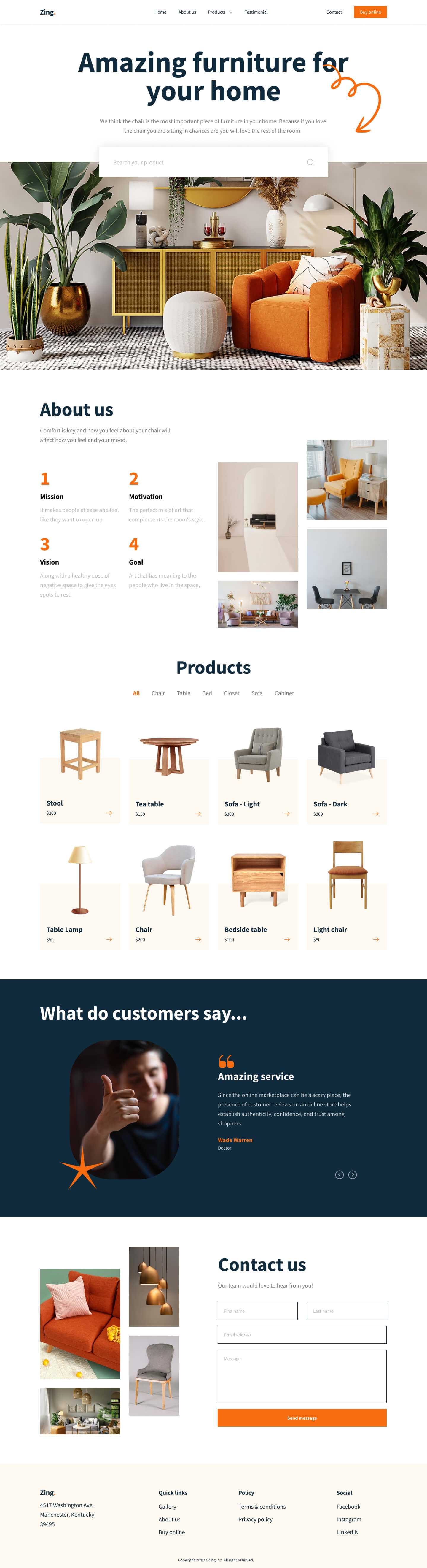 简约现代家具公司官网落地页Landing Page WEB UI界面设计 .fig素材