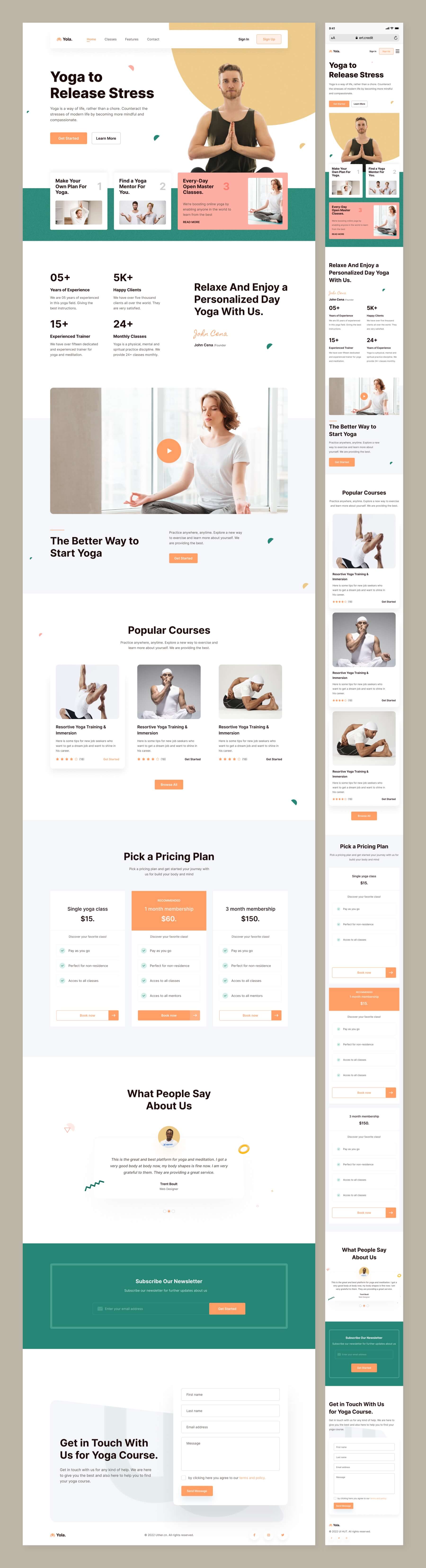 响应式瑜伽健身机构官网落地页Landing Page WEB UI界面设计 .fig素材
