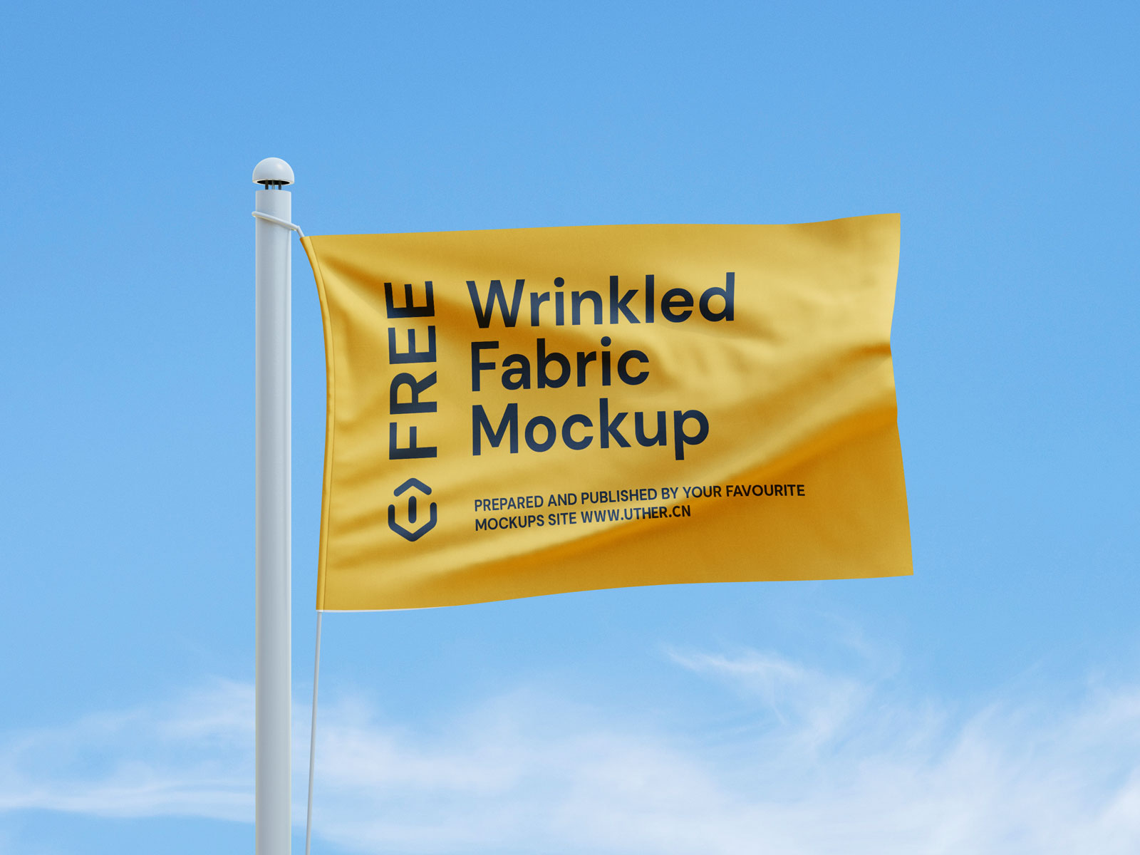 空中飘扬的旗帜样机模型Mockup .psd素材