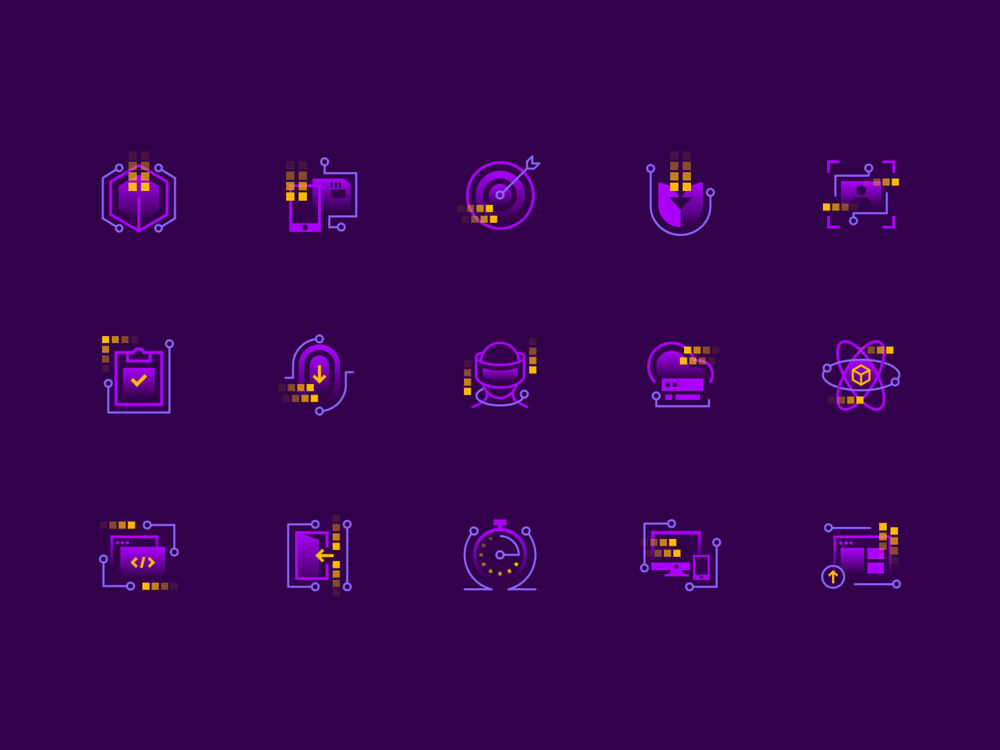 5个科技类矢量多色渐变线性图标icon