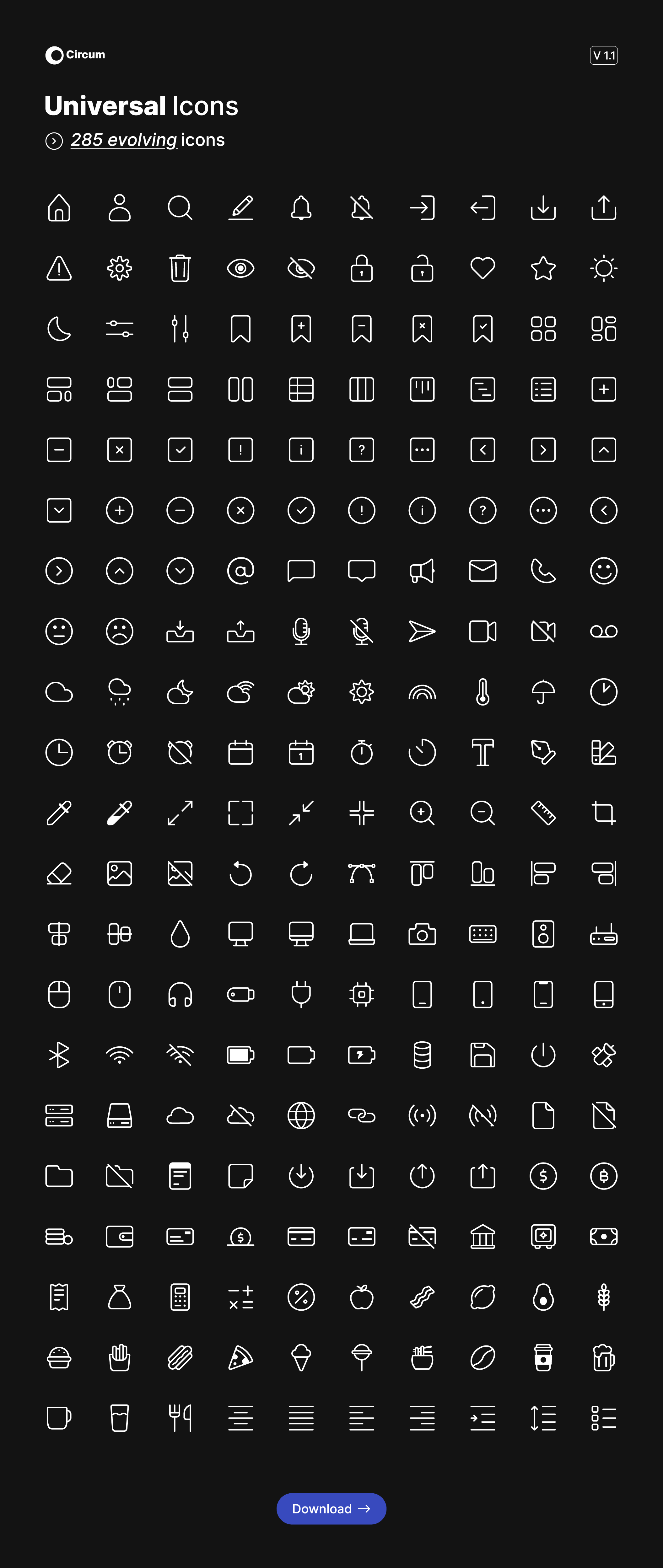 85个常用单色线性图标icon