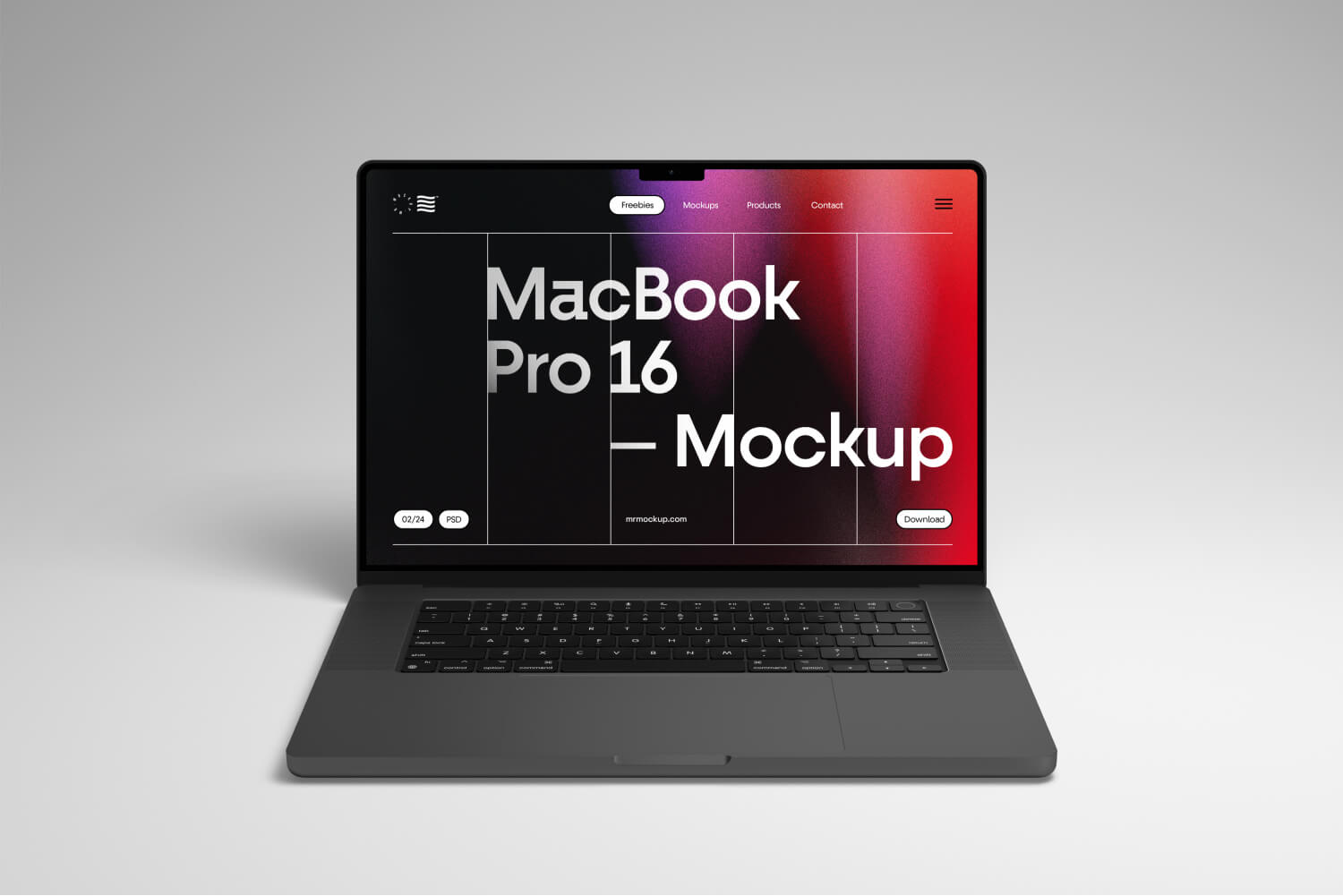 正面打开的MacBook Pro 16样机模型Mockup .fig素材