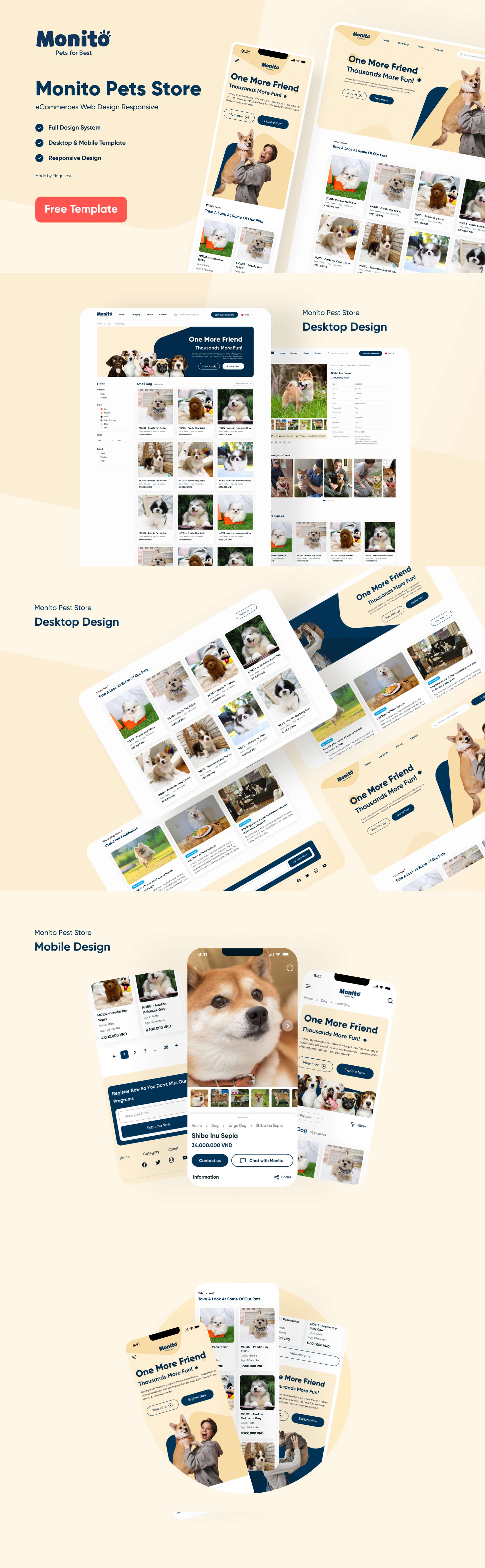 响应式宠物电商网站设计WEB UI界面设计 .fig素材