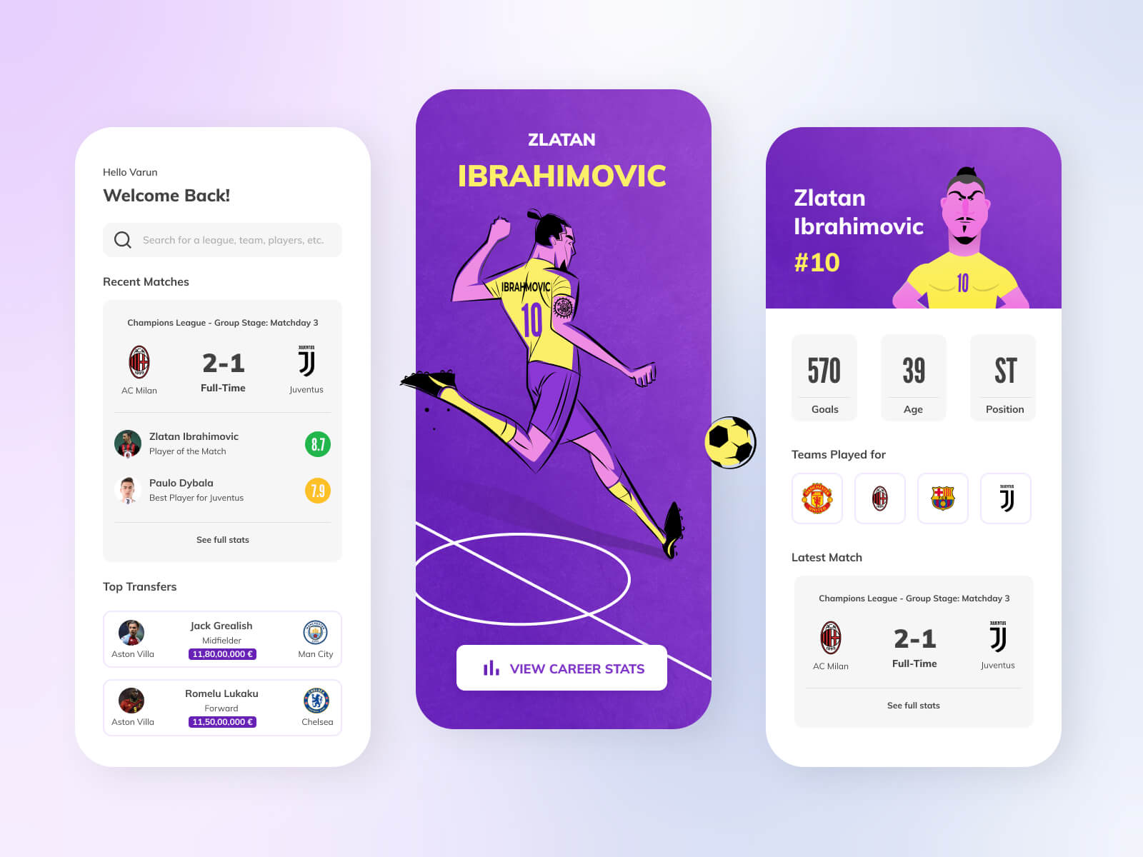 紫色系体育足球APP UI界面设计 .fig素材